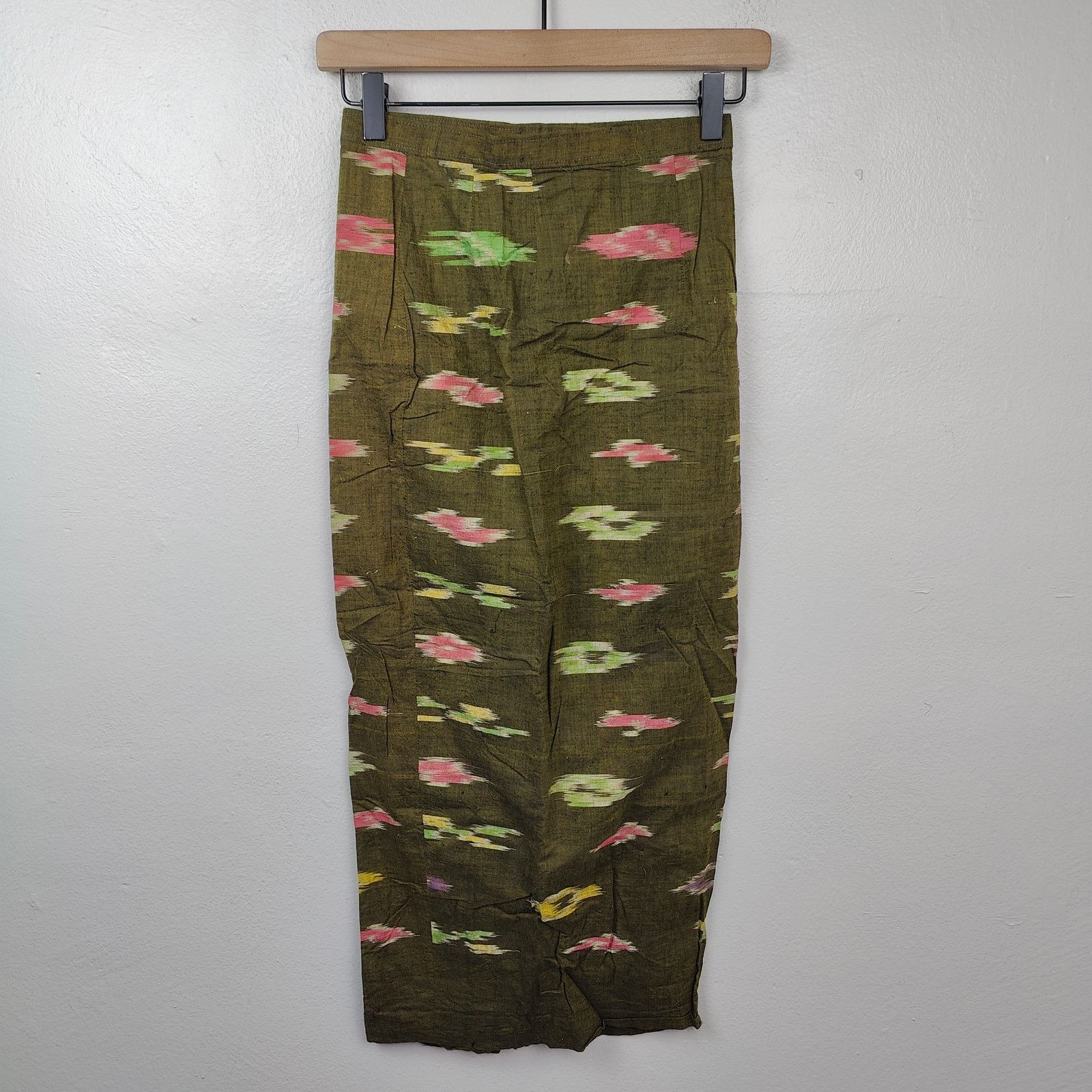 Other Vintage Unbranded Skirt Size XS Olive Green Tribal Geometric Size 26" / US 2 / IT 38 - 5 Thumbnail