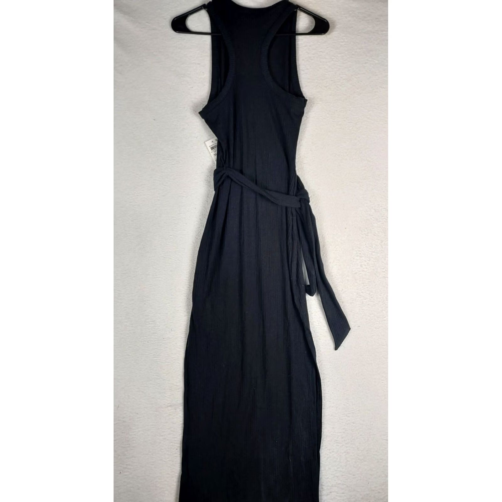 Bar III Bar III Women’s S Black Ribbed Midi Dress Sleeveless Tie Waist Bodycon Size S / US 4 / IT 40 - 2 Thumbnail
