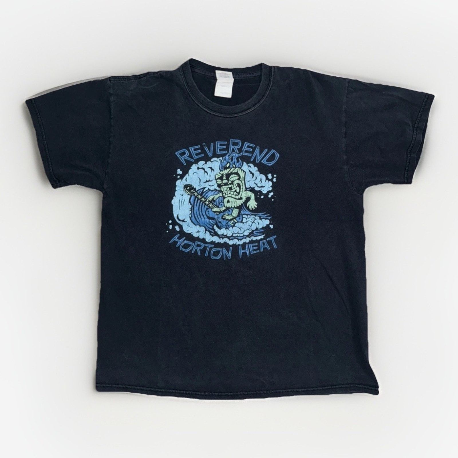 Gildan Vintage Reverend Horton Heat Surf Tiki T-Shirt Blue L 21x25 Size US L / EU 52-54 / 3 - 1 Thumbnail