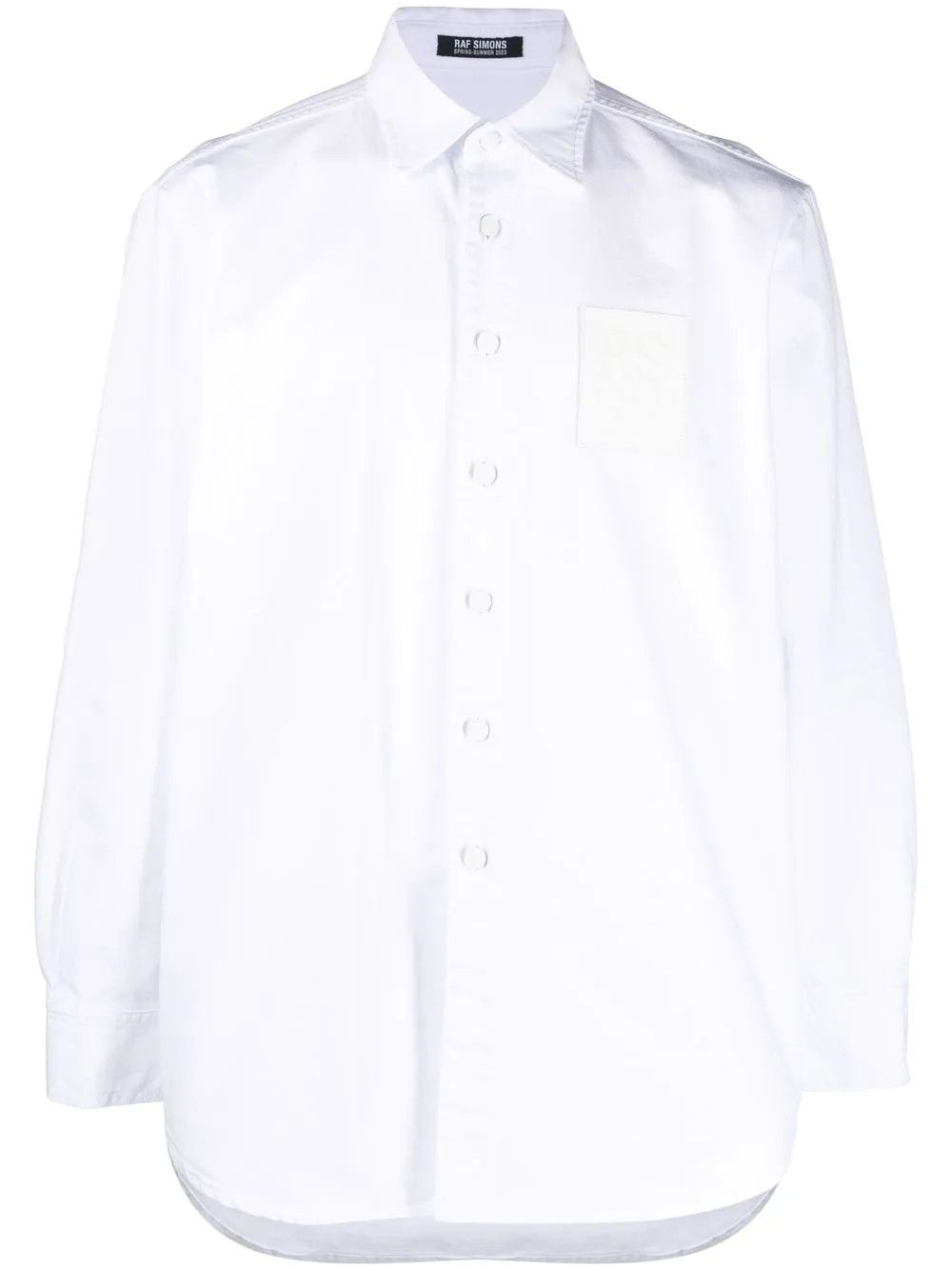 Raf Simons o1y0325 Logo Solid Color Shirt in White Size US M / EU 48-50 / 2 - 1 Thumbnail