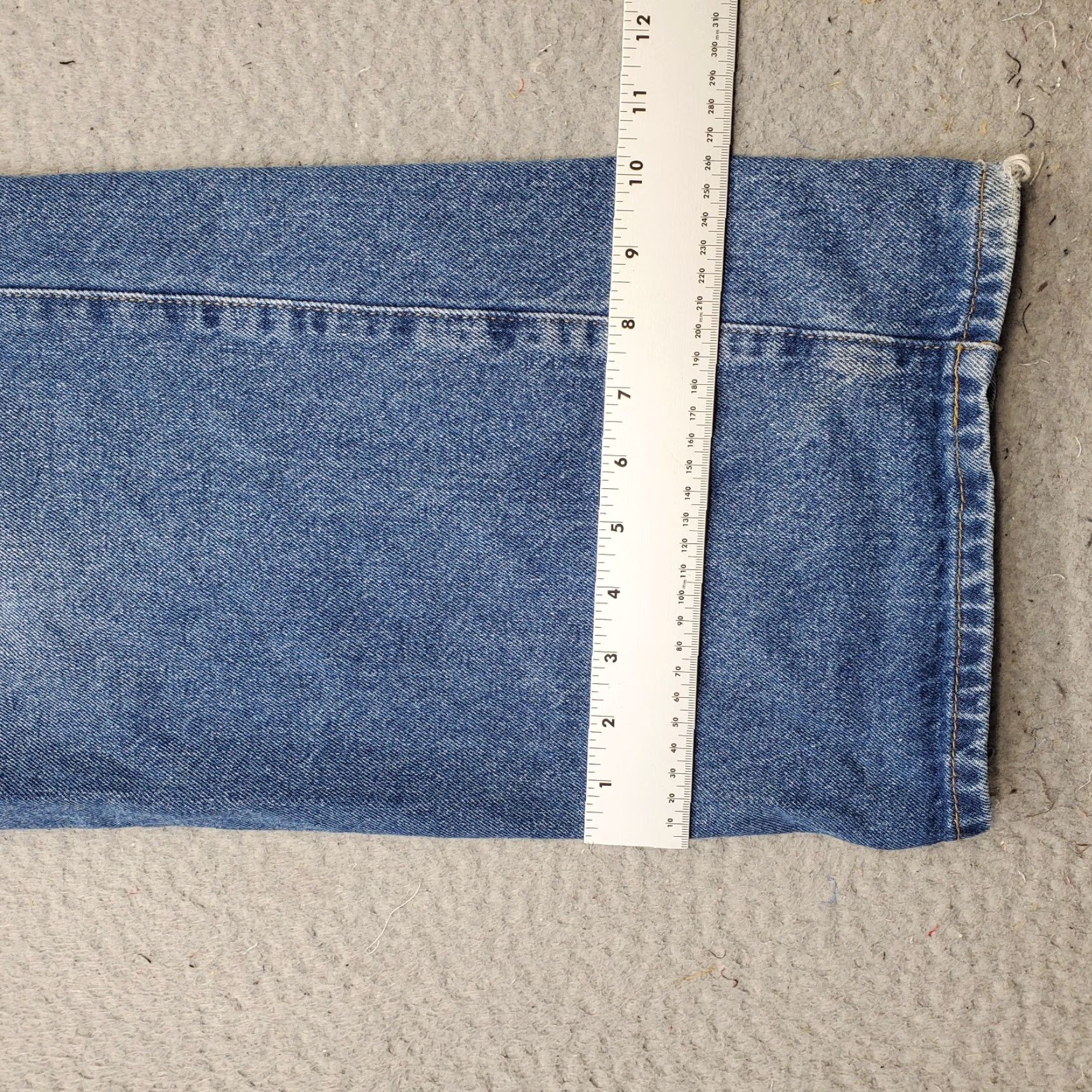 Vintage Edikted Womens Jeans Baggy Blue Denim Faded Medium Wash Carpenter XS 28" Inseam 30.25" 5-Pocket Regular Size 26" / US 2 / IT 38 - 5 Thumbnail