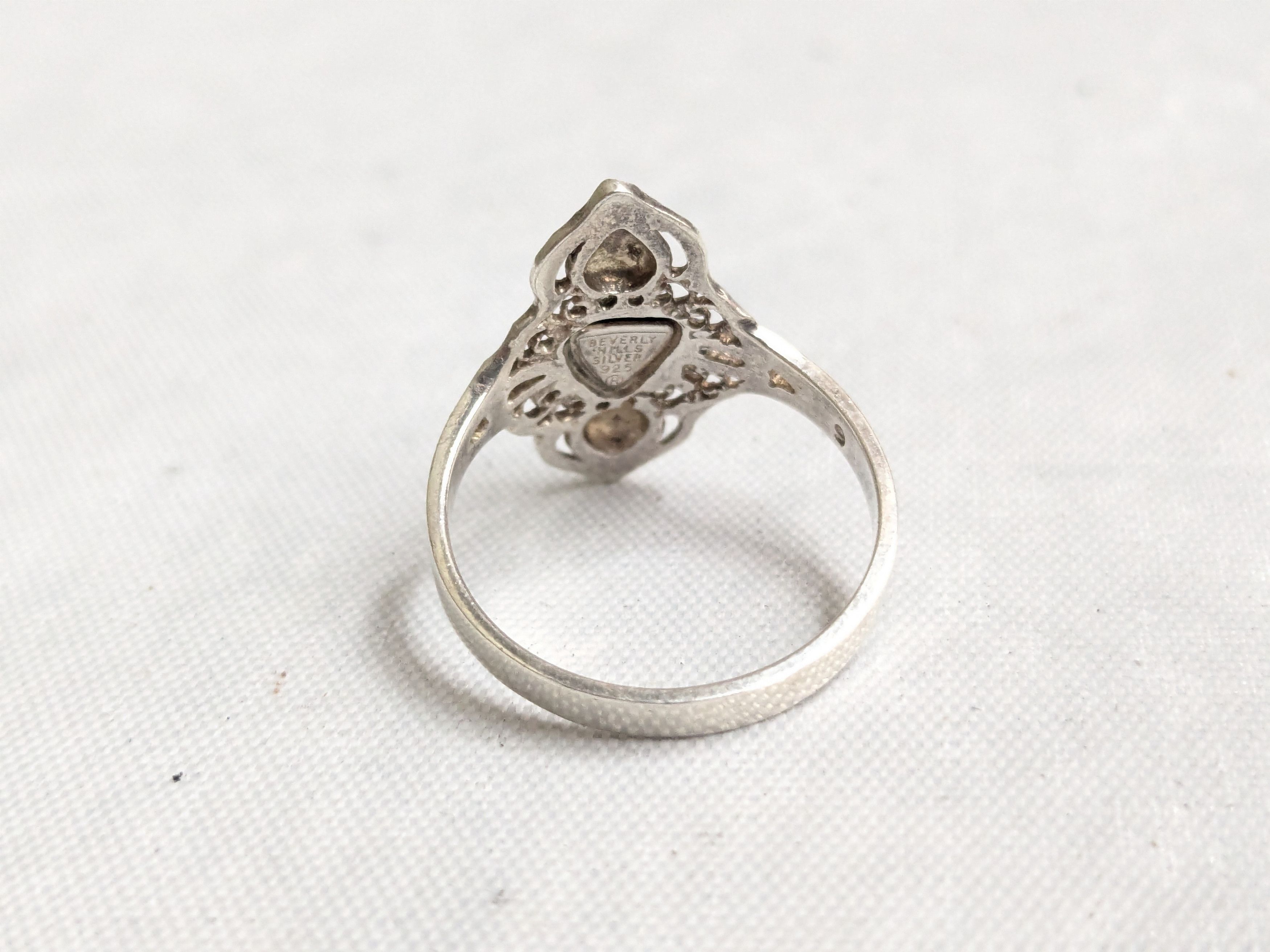 Jewelry Vintage Beverly Hills Sterling Silver Ring Filigree 8.75 Size ONE SIZE - 8 Thumbnail