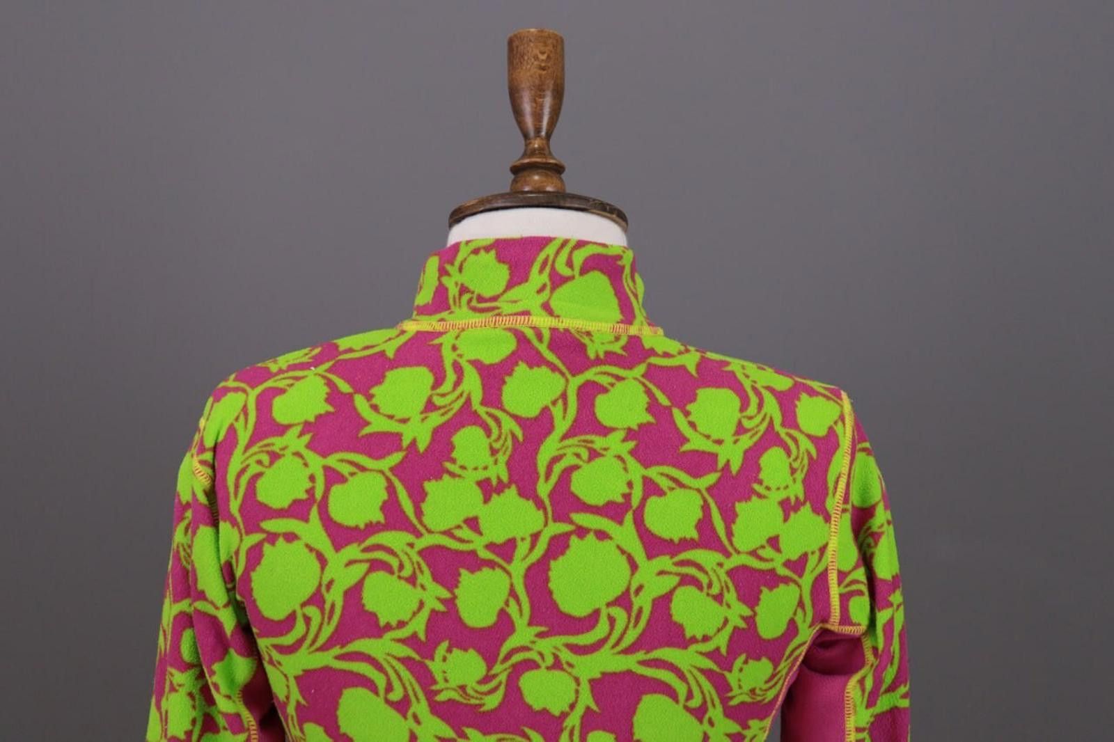 Designer Kari Traa Green Floral Full Zip Fleece Jacket Size S Size S / US 4 / IT 40 - 9 Thumbnail