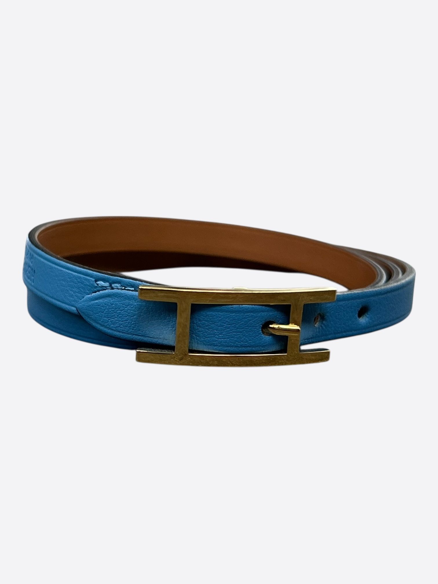 Hermes Blue Swift & Gold Hardware Behapi Double Tour Bracelet Size ONE SIZE - 1 Thumbnail