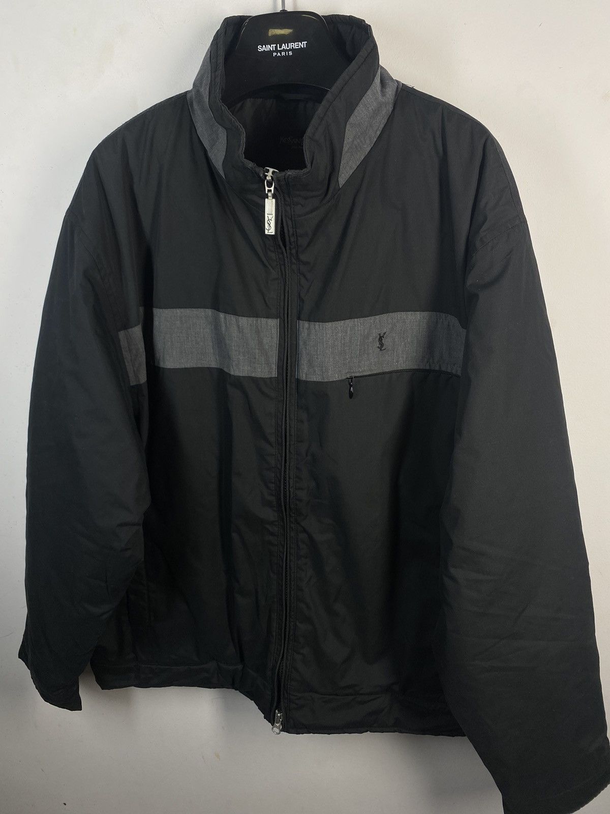 Yves Saint Laurent Warm YSL Jacket Black/Grey Autumn YSL Bomber Saint Laurent Size US XL / EU 56 / 4 - 2 Thumbnail