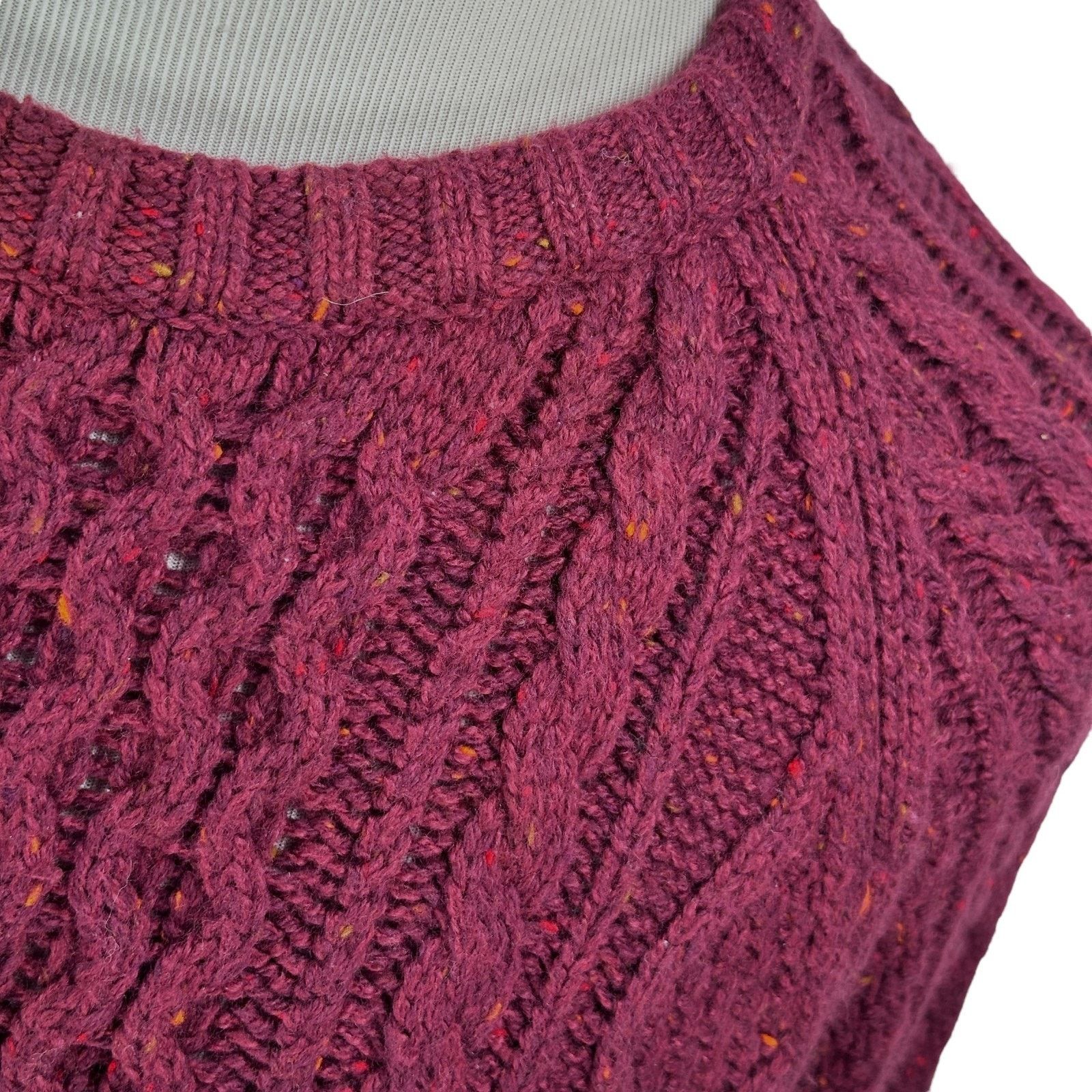 Other Lands End Fisherman Sweater Men L Maroon Confetti Pullover Size US L / EU 52-54 / 3 - 3 Thumbnail
