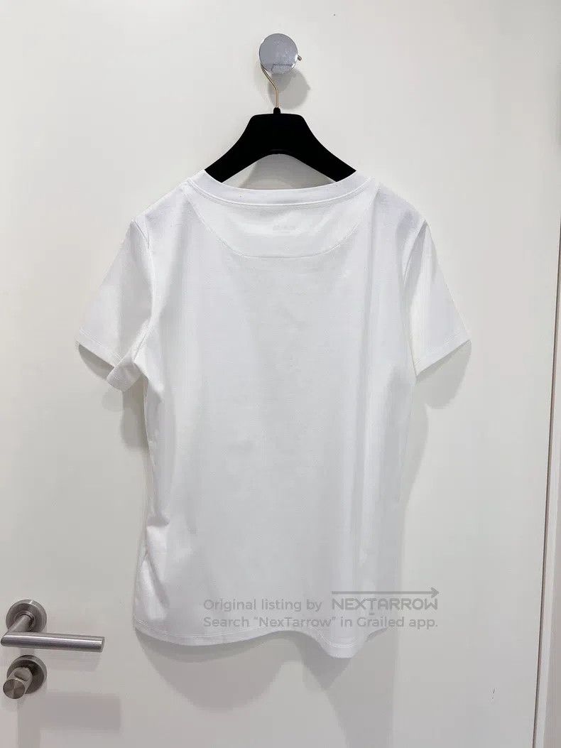 Hermes Hermes White Single Pocket Embroidered Short Sleeve T-Shir Size S / US 4 / IT 40 - 2 Thumbnail