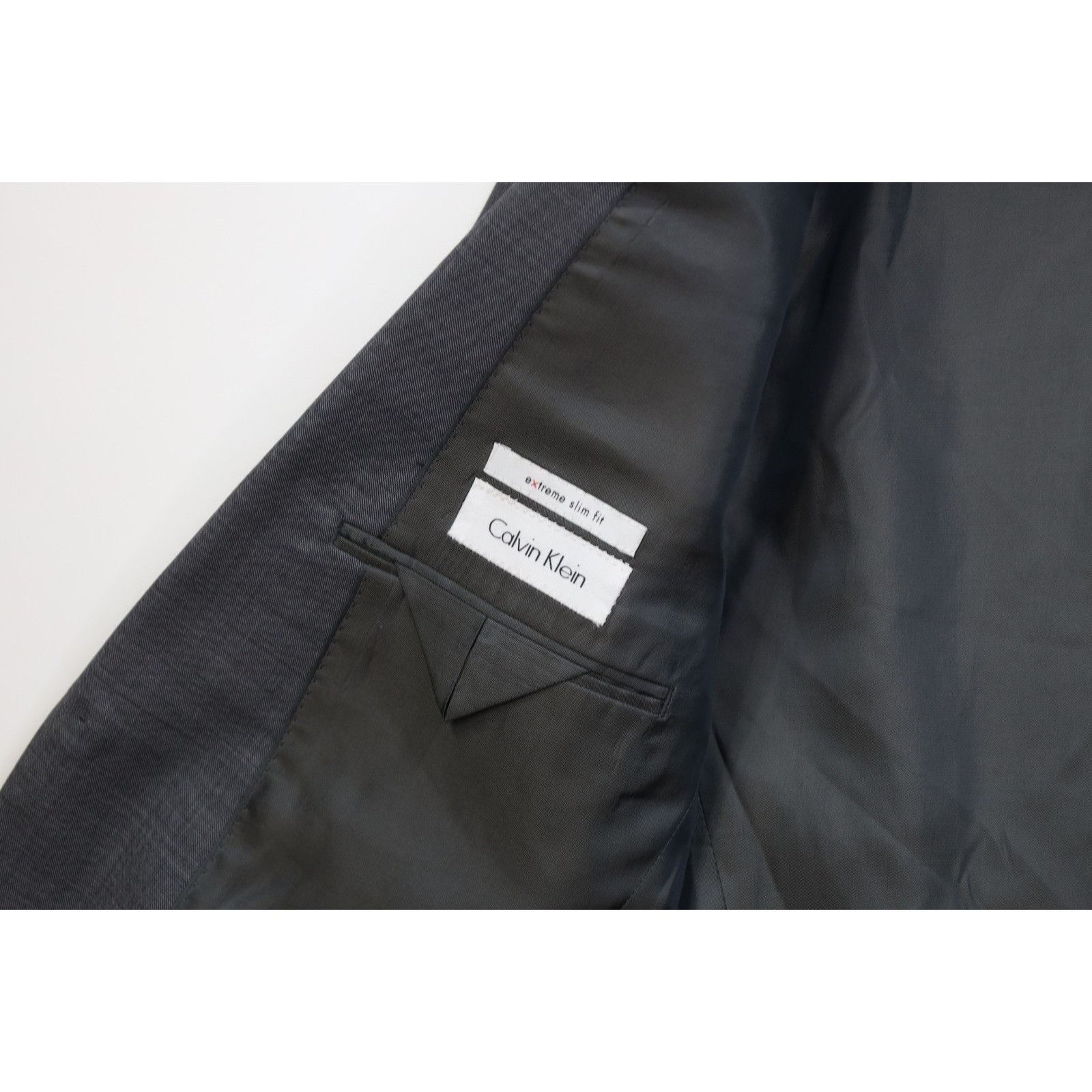Calvin Klein Calvin Klein Extreme Slim Fit Wool 2 Piece Suit Wedding Size 40R - 7 Thumbnail