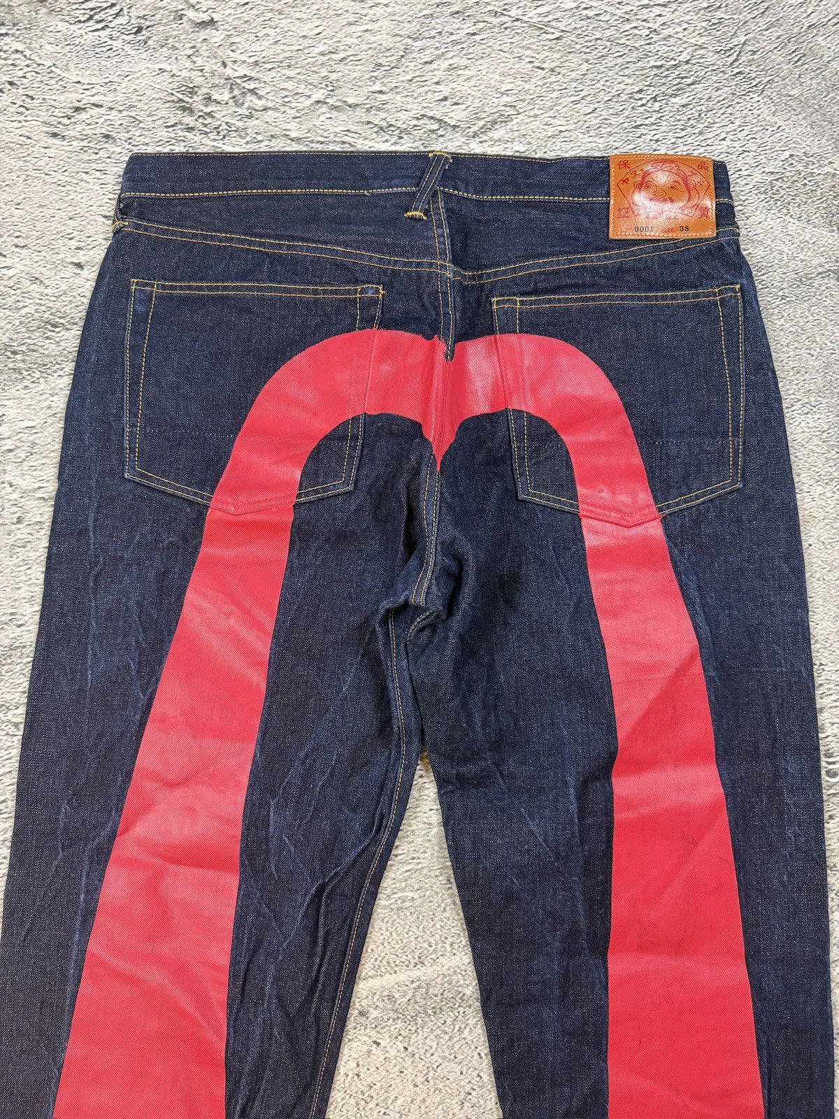 Evisu Evisu jeans daicock red big logo navy raw denim Selvedge Size US 38 / EU 54 - 2 Thumbnail