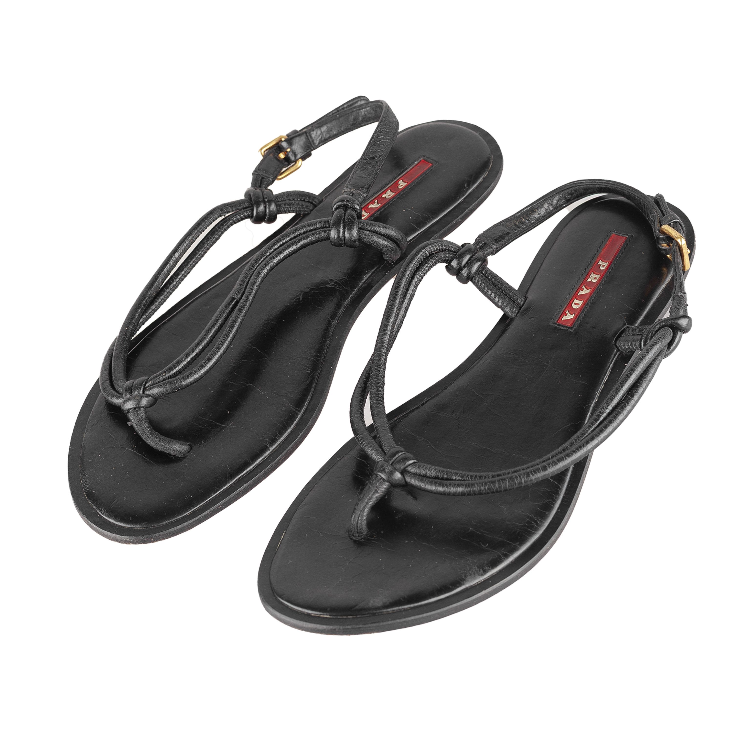 Prada Prada Sport Vintage Black Flat Thong Sandals (38 IT / 38 EU) Size US 7 / IT 37 - 1 Thumbnail