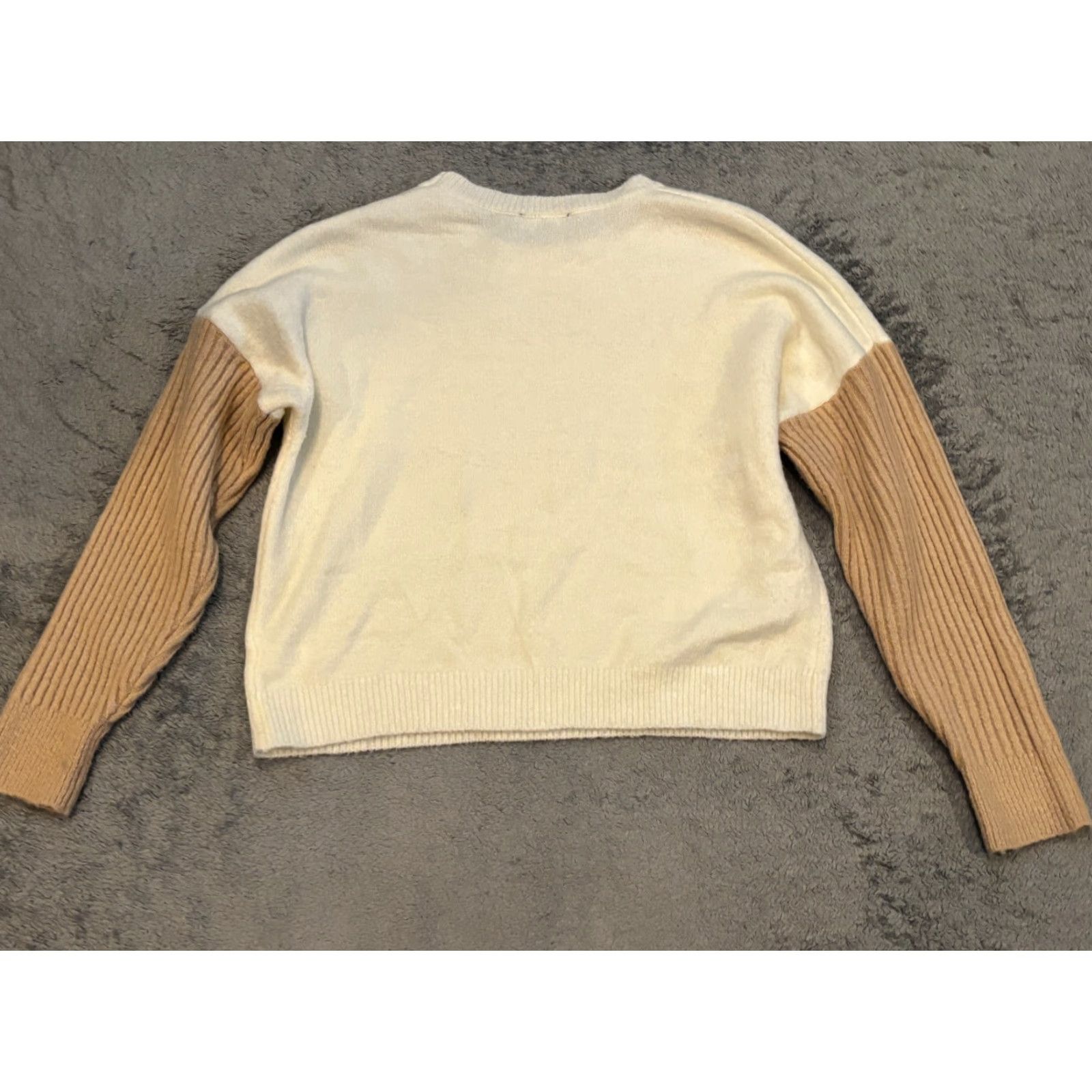 Vintage Lulus Sweater Womens Small Cream Long Sleeve Two Tone Ribbed Cuff Casual Pullover Knit Regular Winter Spring Fall Womens Size S / US 4 / IT 40 - 5 Thumbnail