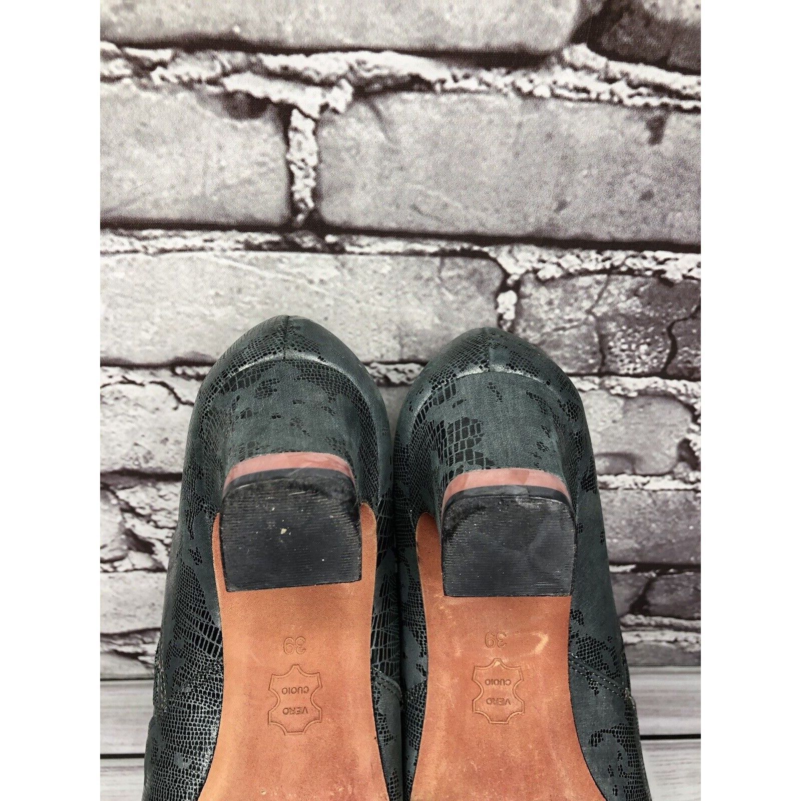 Other Oh! Healthy Heels Blue Gray Leather Croc Print Ankle Heel Bo Size US 8.5 / IT 38.5 - 8 Thumbnail