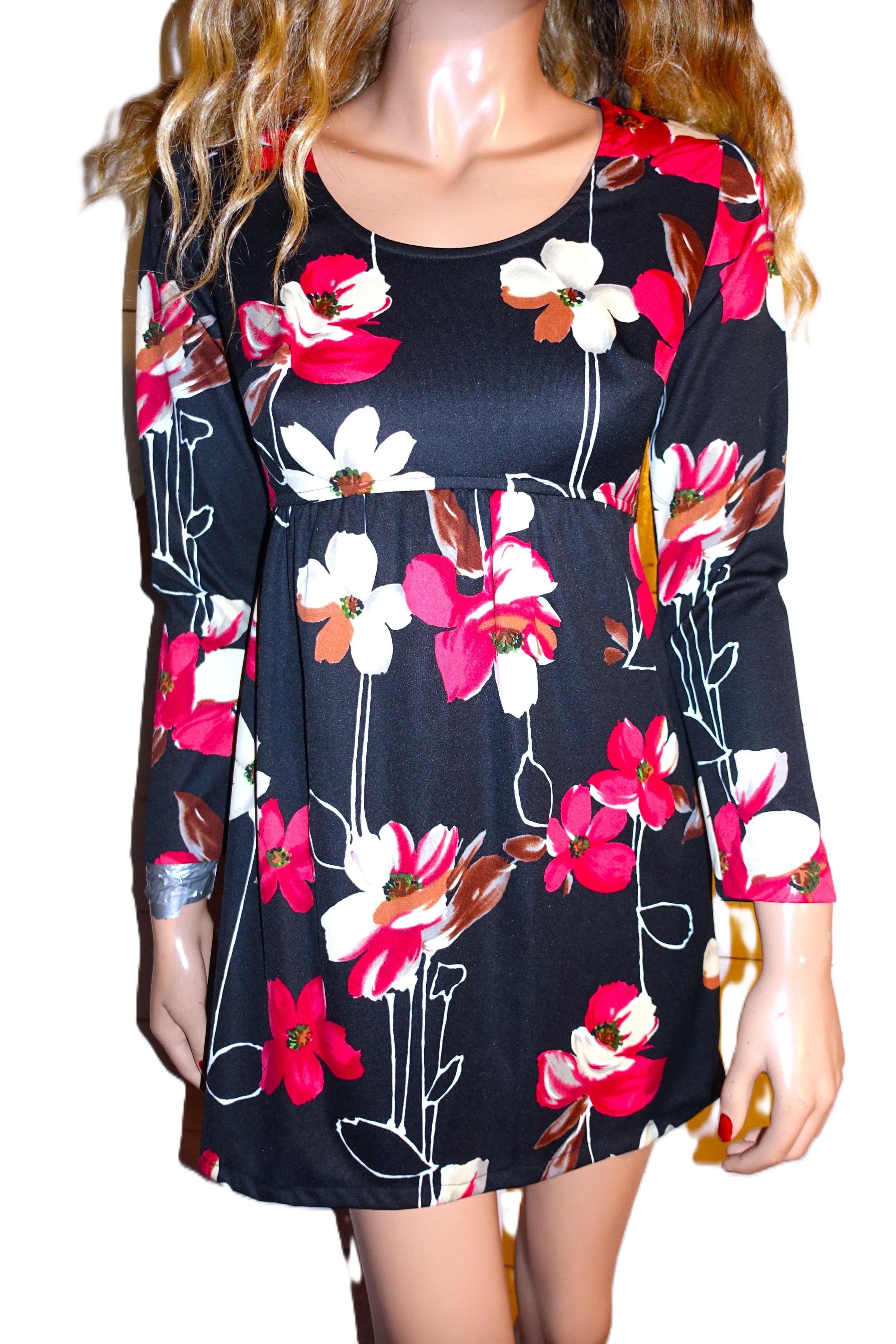 Vintage Vintage Black Red Floral Boho Dress S Size S / US 4 / IT 40 - 3 Thumbnail