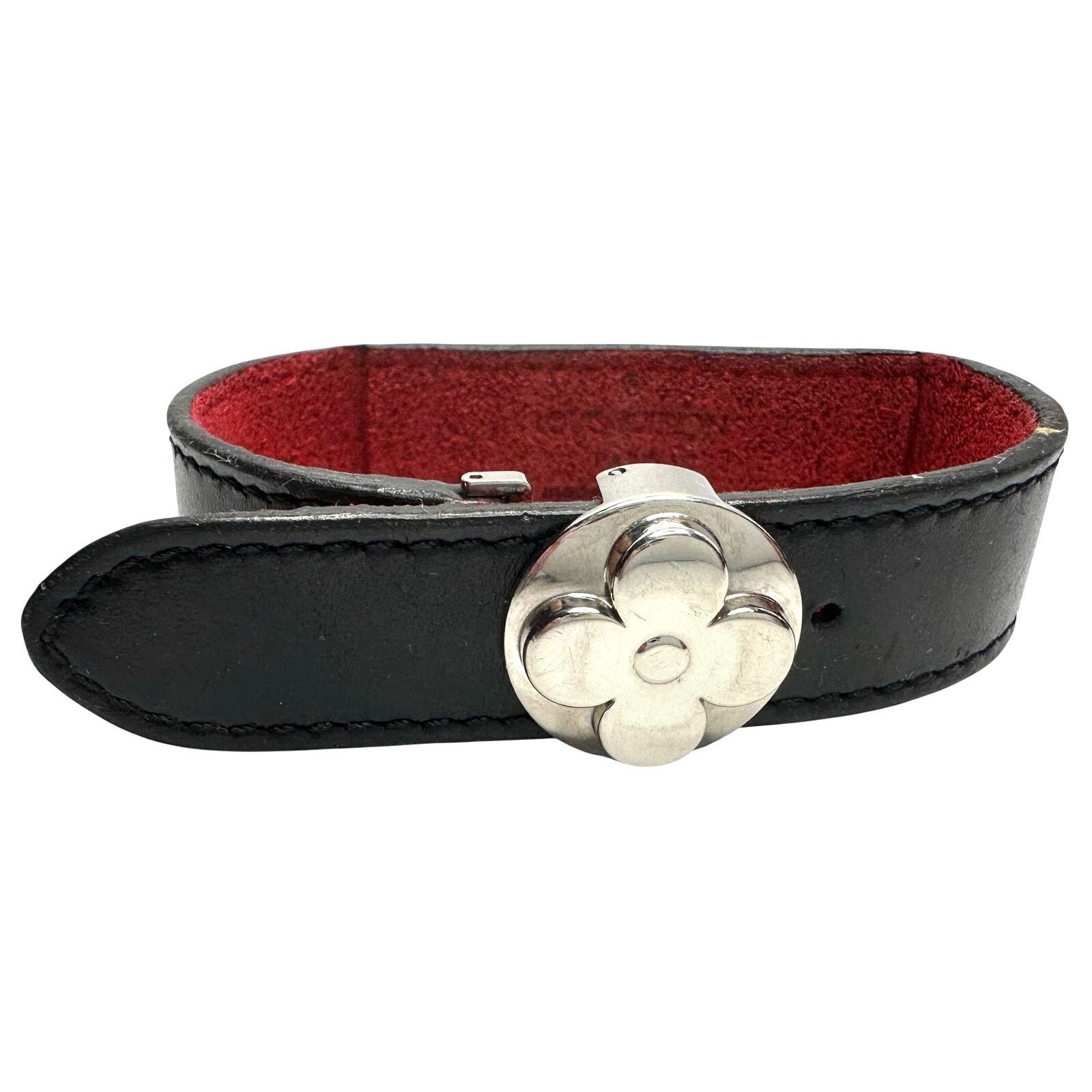 Louis Vuitton Louis Vuitton (LV) Black Leather Monogram Wish Bracelet Size ONE SIZE - 1 Thumbnail