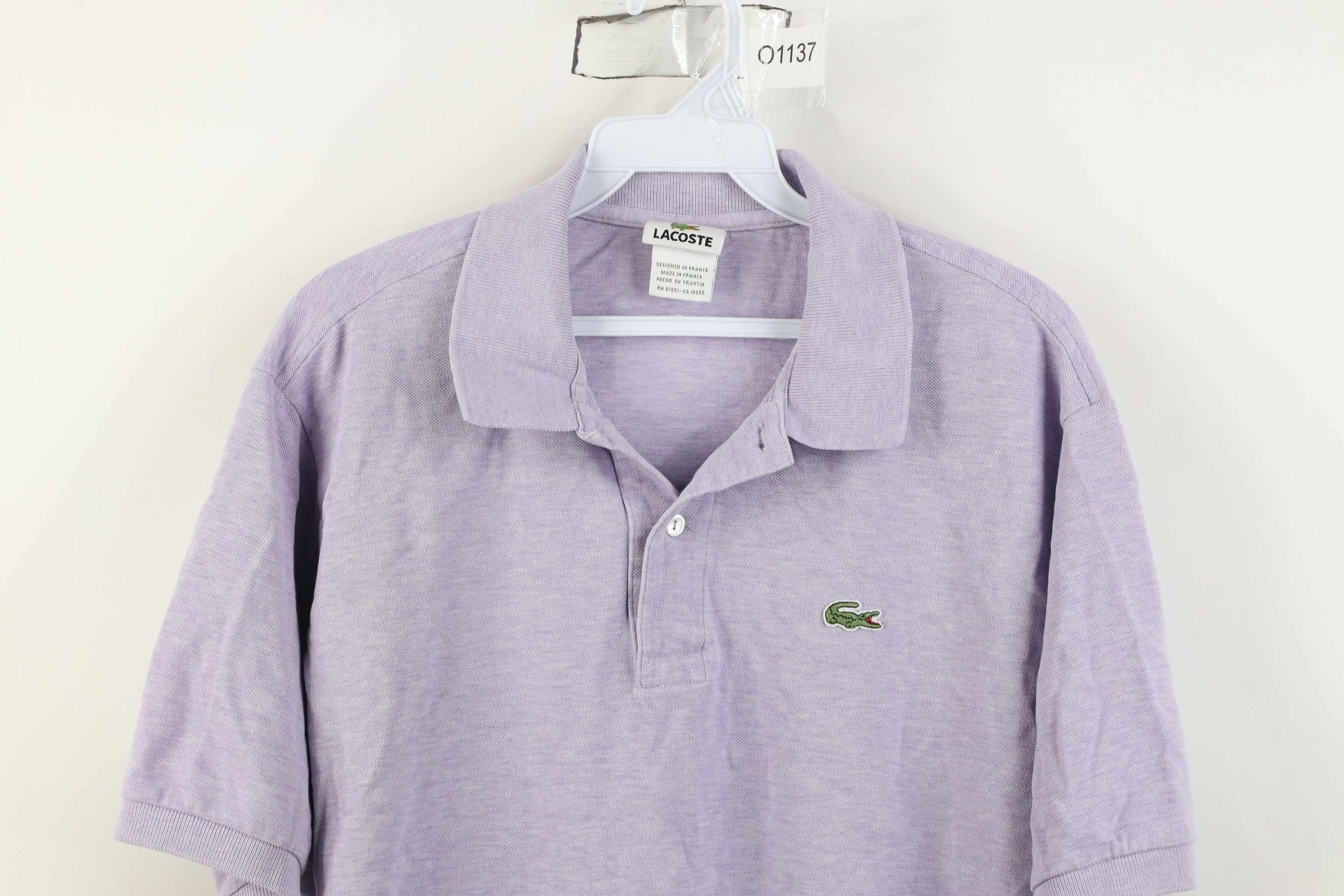 Lacoste Vintage Lacoste Croc Logo Knit Collared Polo Shirt Purple Size US L / EU 52-54 / 3 - 2 Thumbnail