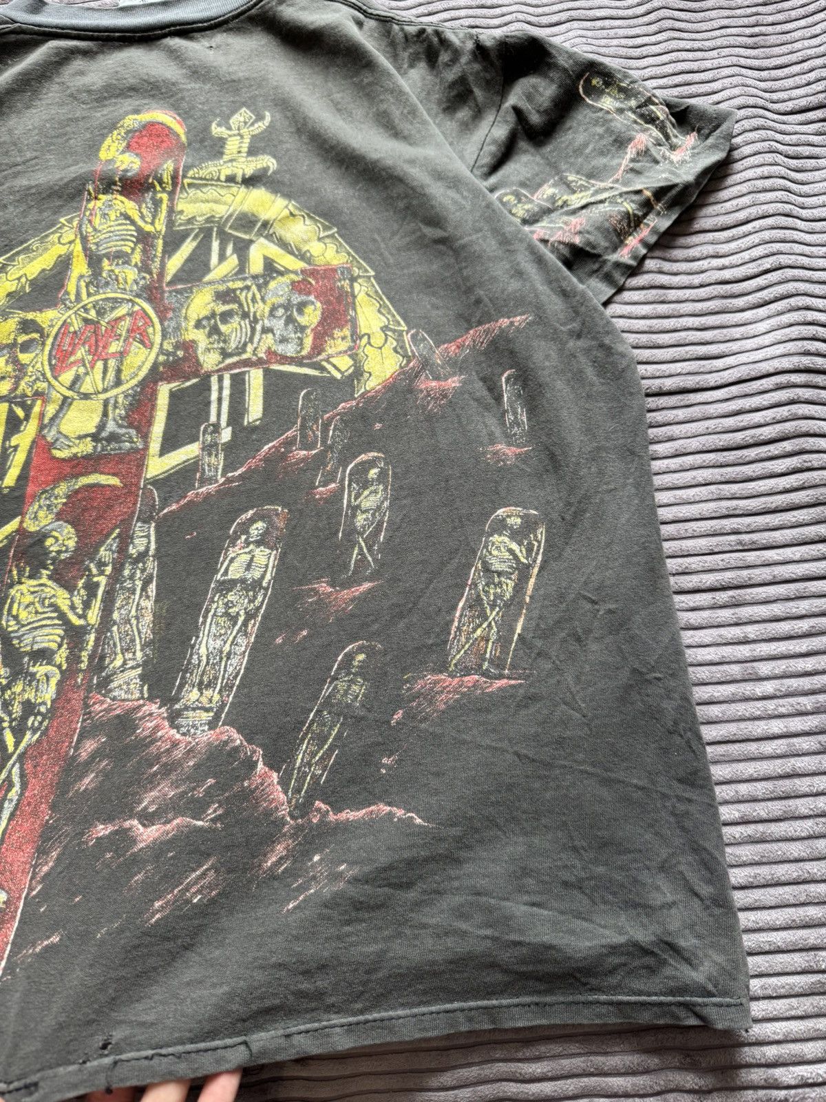 Band Tees 1991 SLAYER PERFECT WASH & THRASHED Metal BAND-Tee AOP 90s Size US XL / EU 56 / 4 - 18 Thumbnail