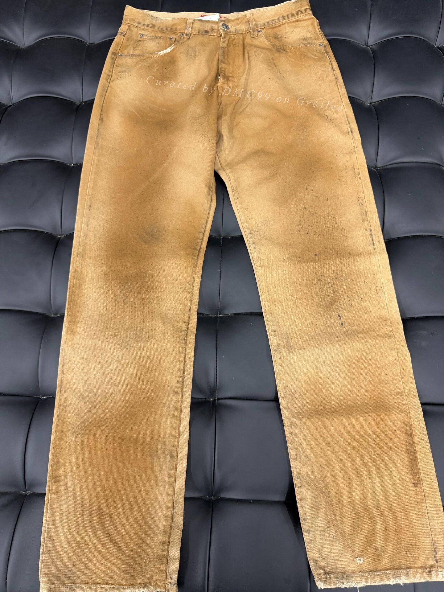 424 424inc Khaki Distressed Straight Pants Size US 32 / EU 48 - 1 Thumbnail
