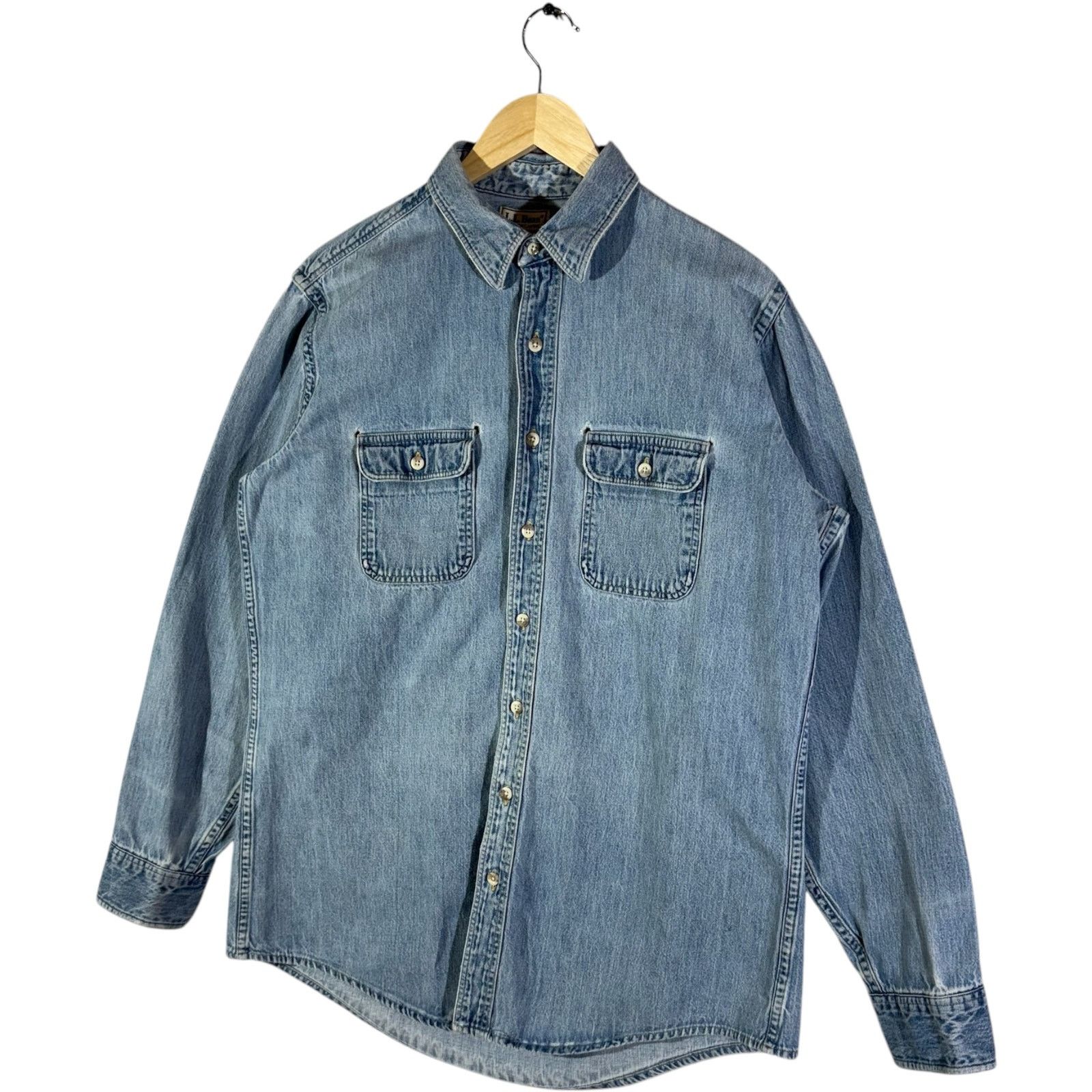 L.L. Bean Vintage L.L. Bean Denim Snap-On Long Sleeve Button Up XL Size US XL / EU 56 / 4 - 3 Thumbnail