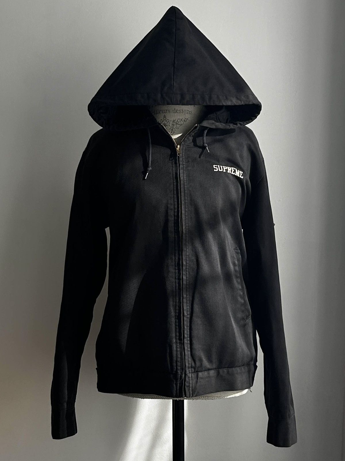 Supreme14AW ×RaymondPettibonHoodedJacket Supreme x Raymond Pettibon Bang Hooded Work Jacket Black Sz