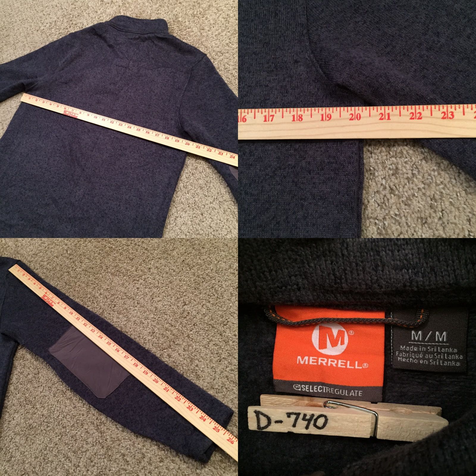 Merrell Merrell Mens Medium Gray Fleece Pullover Sweater Mock Neck Elbow Patches Regulate Knit Tight-Knit Satin? Size US M / EU 48-50 / 2 - 8 Thumbnail