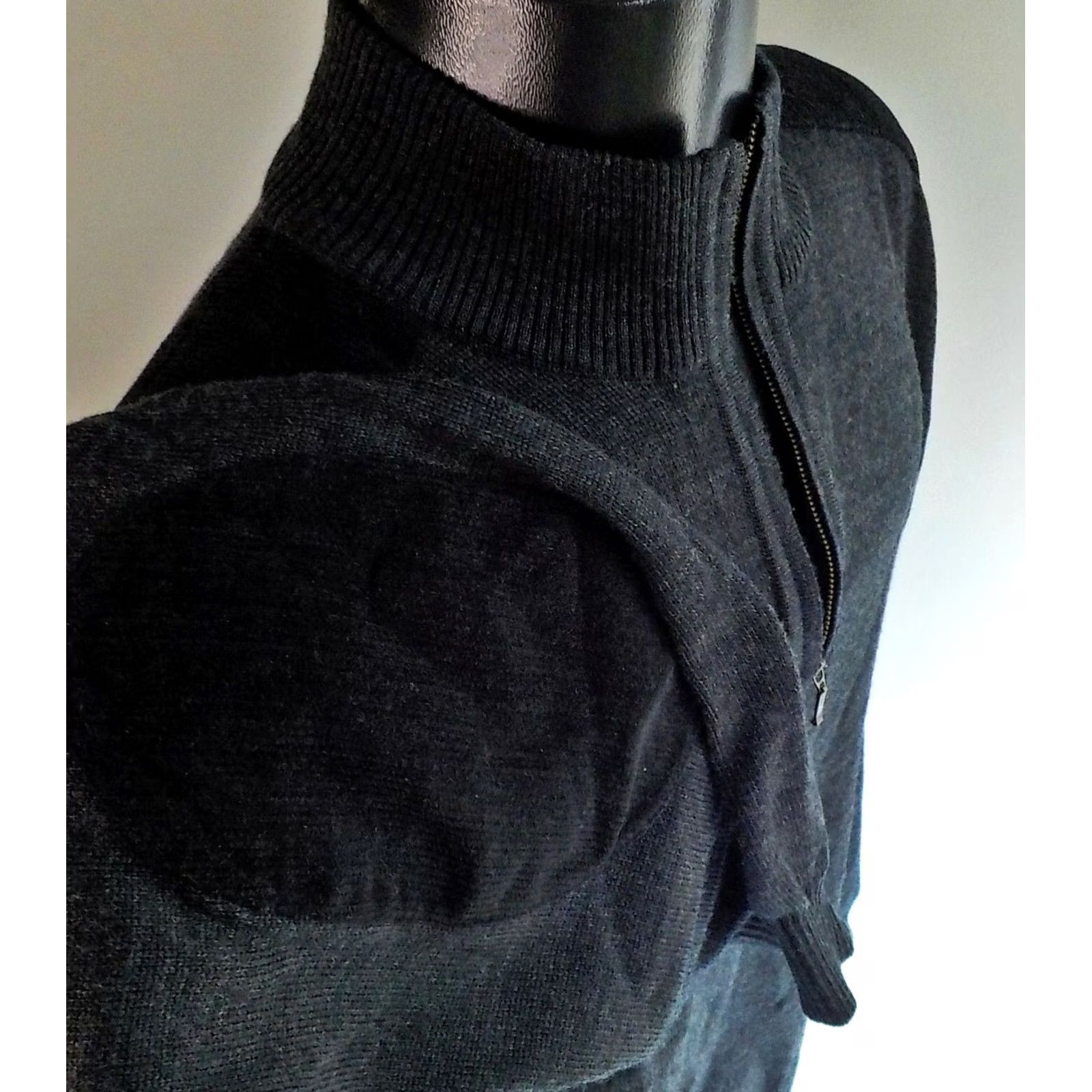 Vintage ST. Croix Knits 1/4 Zip Sweater Gray/Black XL Wool/Cotton Men's Pullover Elbow Patches Size US XL / EU 56 / 4 - 4 Thumbnail