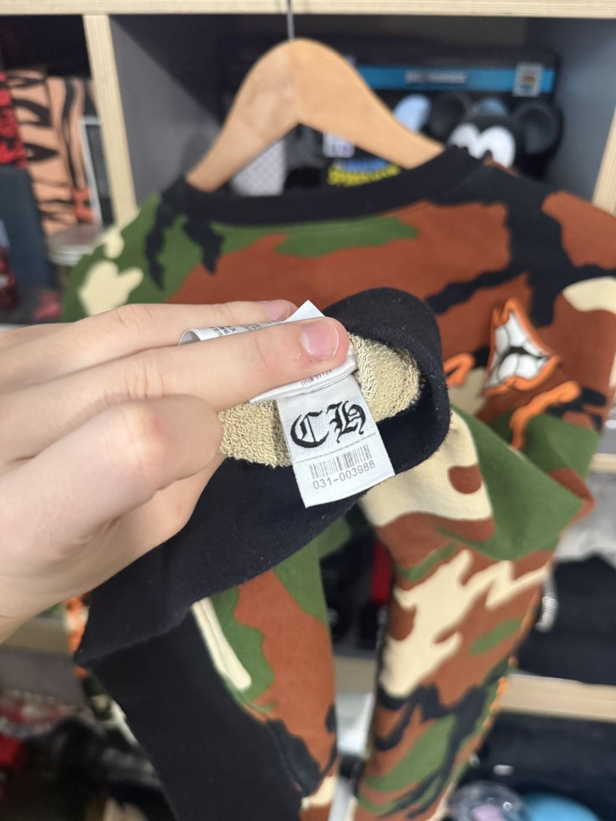 Chrome Hearts Chrome Hearts Camo Matty Boy “Caution” Crewneck Size US L / EU 52-54 / 3 - 6 Thumbnail