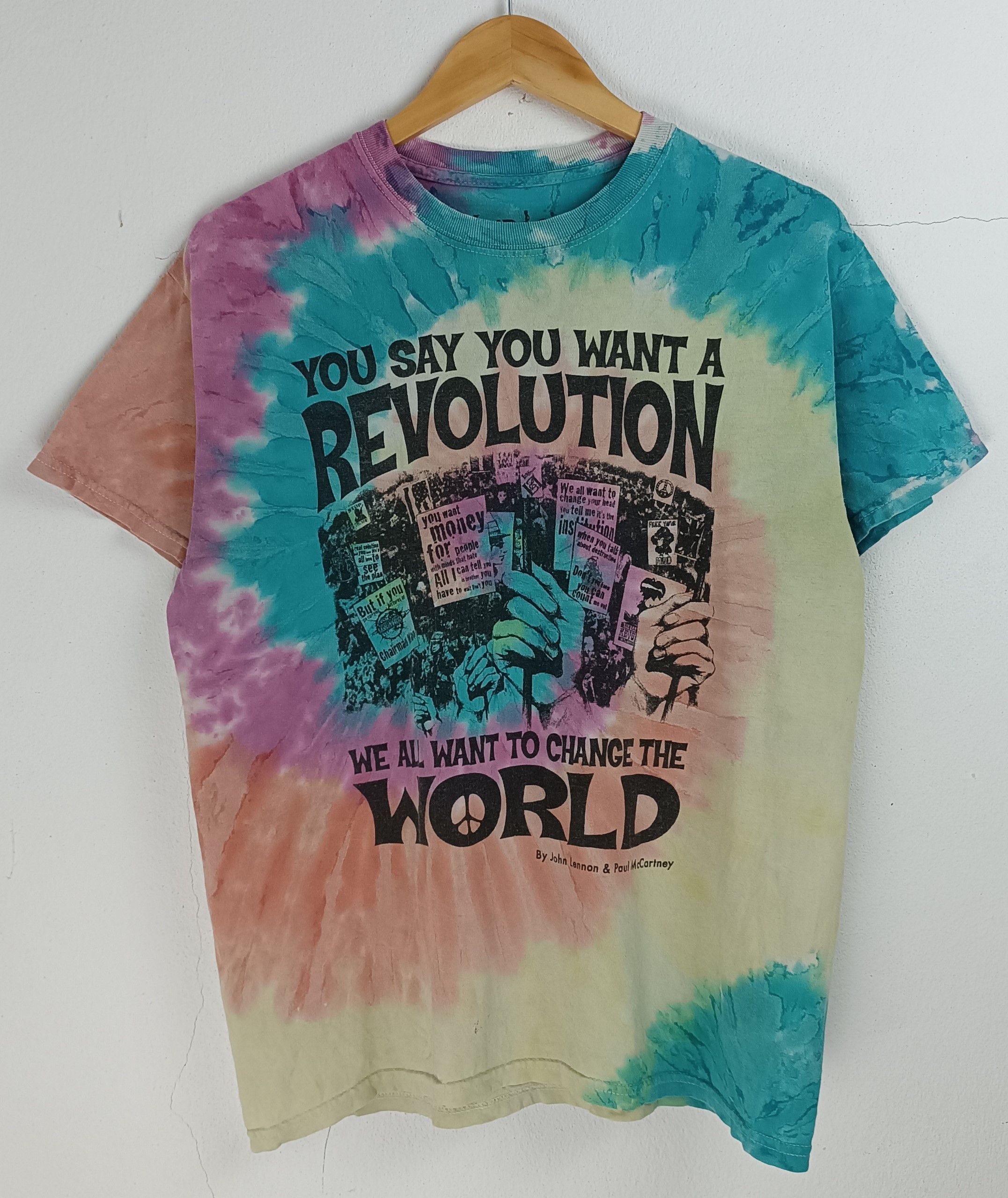 Vintage VINTAGE REVOLUTION JOHN LENNON MCCARTNEY BEATLES TIE DYE TEE Size US M / EU 48-50 / 2 - 3 Thumbnail