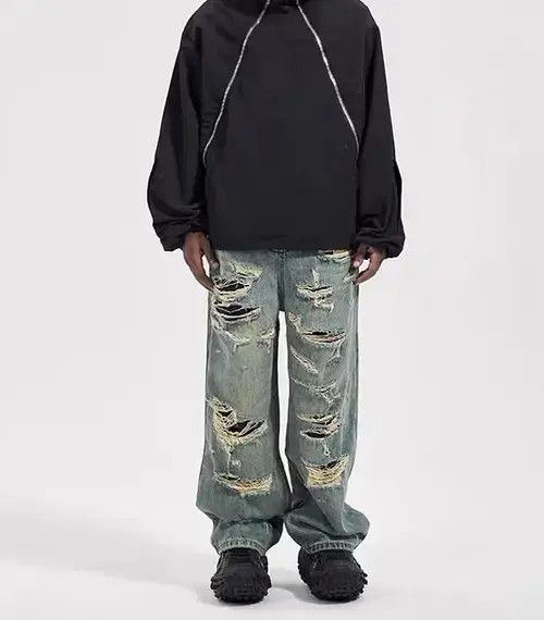 Japanese Brand × Jean High street beggars ruin double layer ripped jeans Size US 32 / EU 48 - 3 Thumbnail