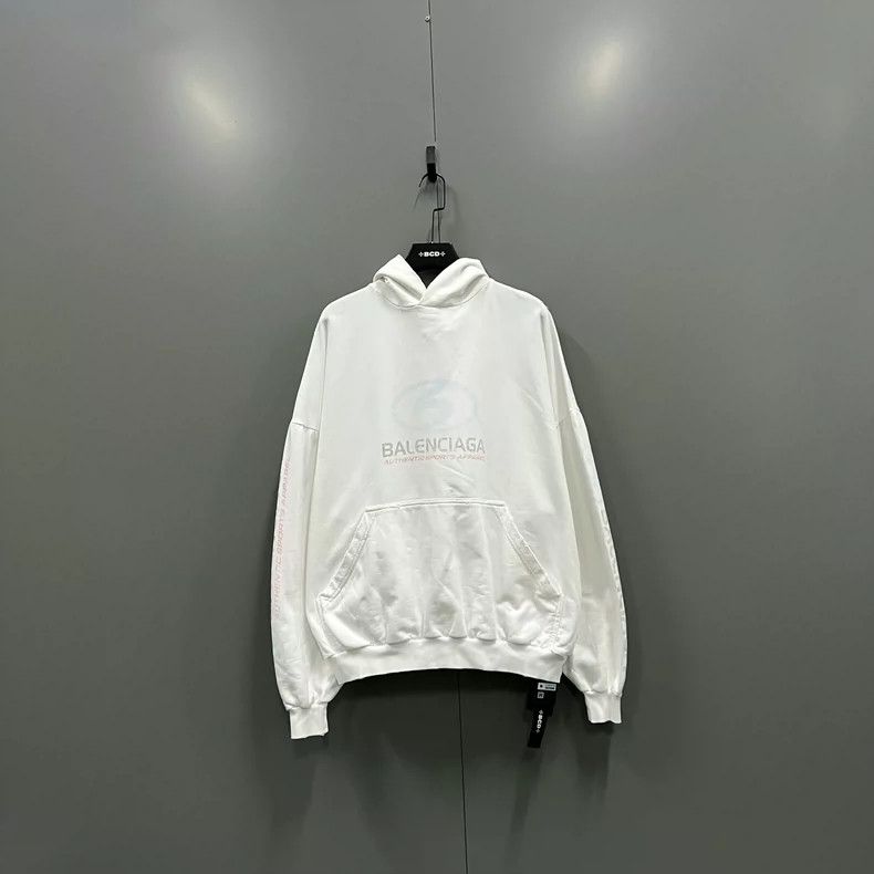 Balenciaga Balenciaga White Washed Logo Hoodie Size US S / EU 44-46 / 1 - 1 Thumbnail