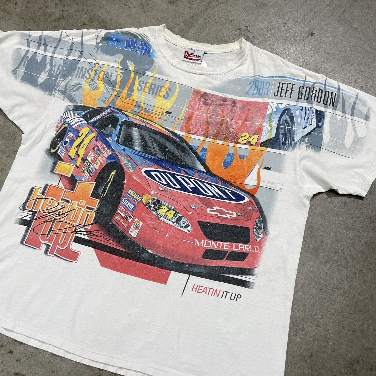 image of Chase Authentics x Nascar Jeff Gordon Nascar Aop Racing Vintage Graphic Tee in White (Size XL)