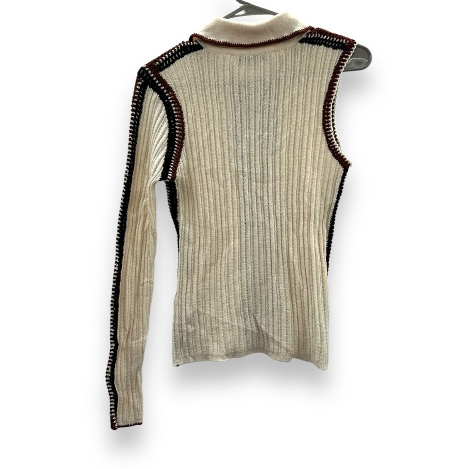 Sea New York RTR Sea New York Riva Ribbed Wool Collared Button Front Top Size M / US 6-8 / IT 42-44 - 6 Thumbnail
