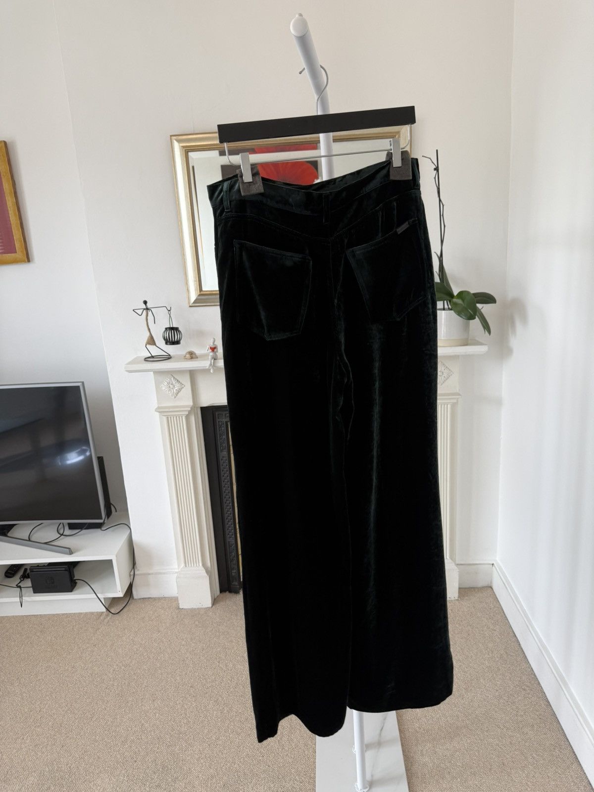 Saint Laurent Paris FW22' Saint Laurent Wide Leg Velvet Pants Green Size US 33 - 7 Thumbnail