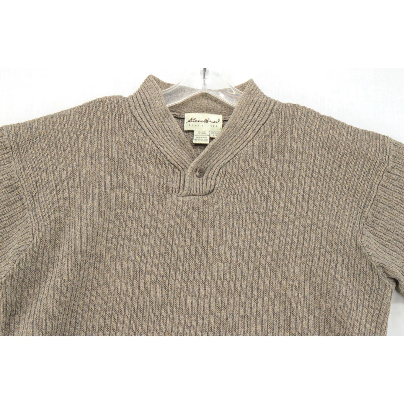 Eddie Bauer VINTAGE Eddie Bauer Sweater Mens Large Brown Cotton Ribbed Fisherman Grandpacore 90s Pullover Knit Mock Neck Size US L / EU 52-54 / 3 - 2 Thumbnail