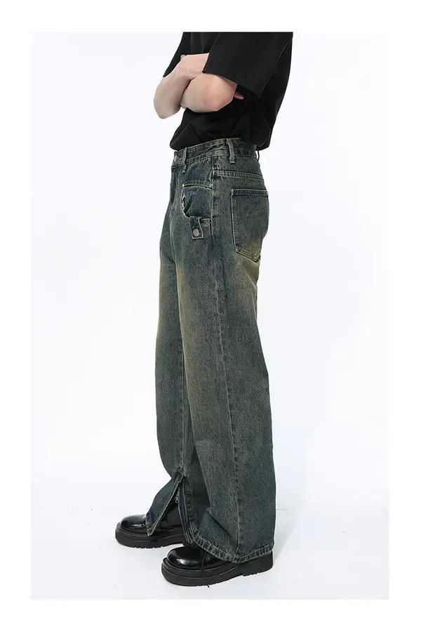Japanese Brand Sawako x Rena Blue Washed Distressed Zipper Jeans Size US 33 - 6 Thumbnail