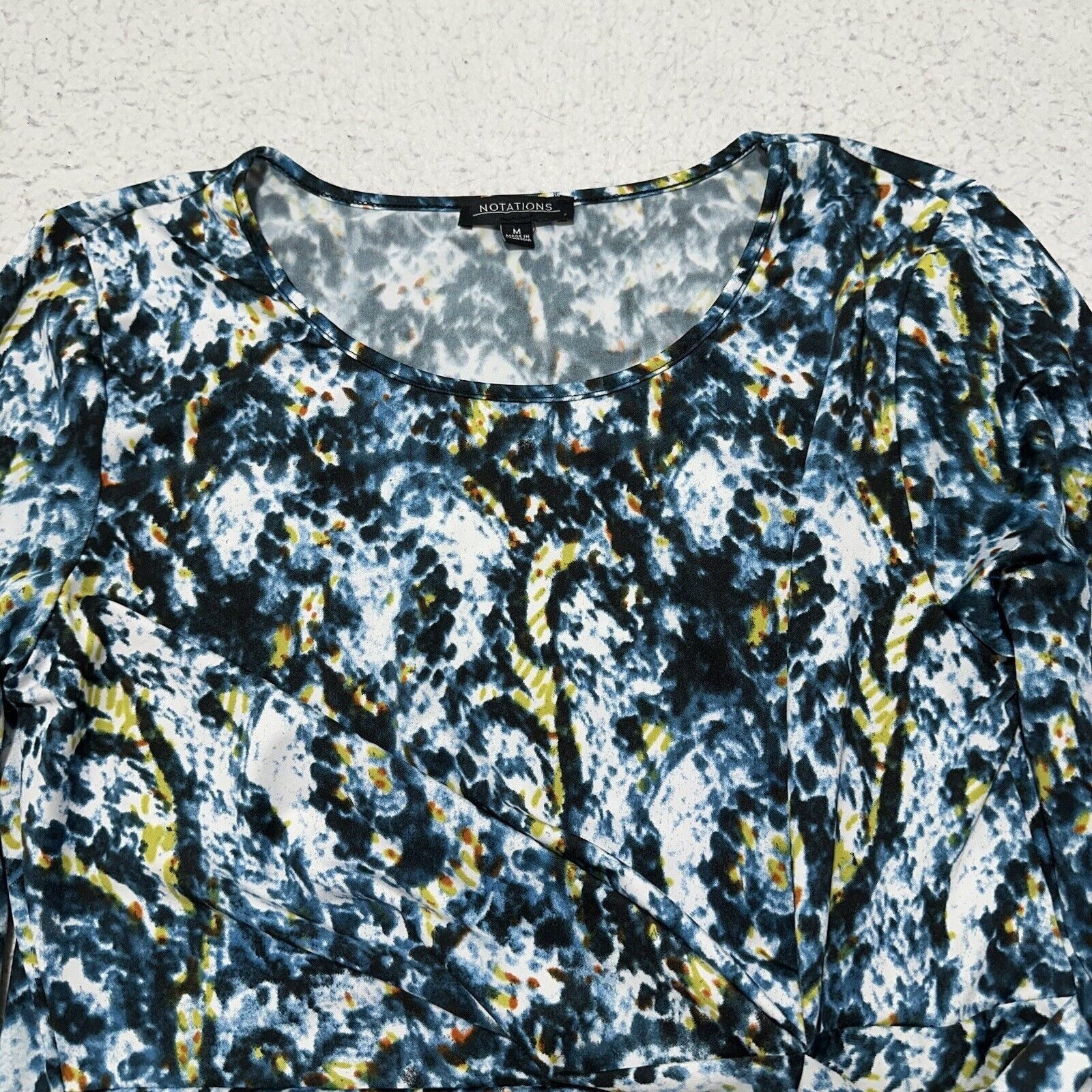 Other Notations Medium Blouse Blue Teal White Pullover Wrap Top Size M / US 6-8 / IT 42-44 - 2 Thumbnail