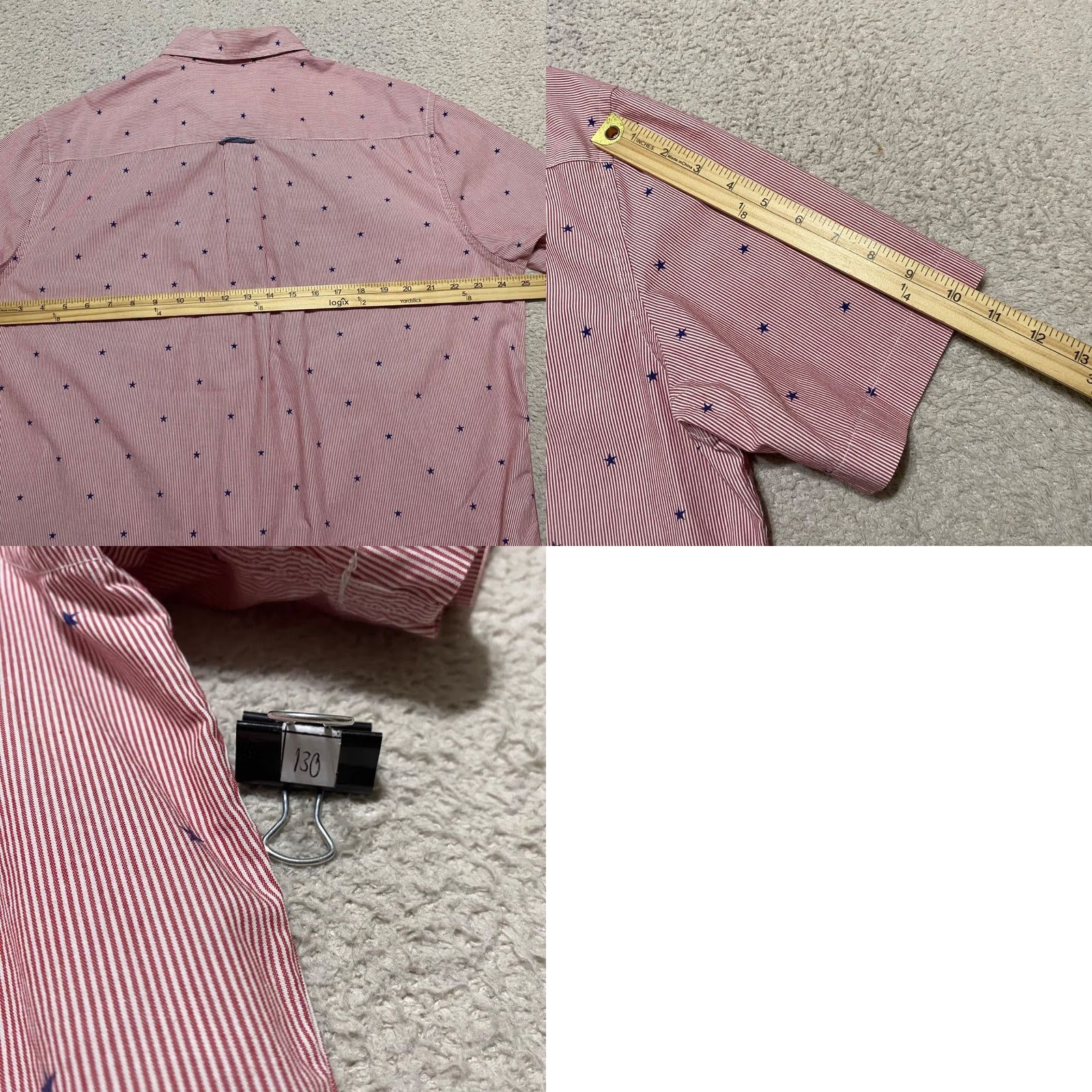 Chaps Chaps Mens XL Shirt Red Striped Button-Down Short Sleeve (Casual) Size US XL / EU 56 / 4 - 8 Thumbnail