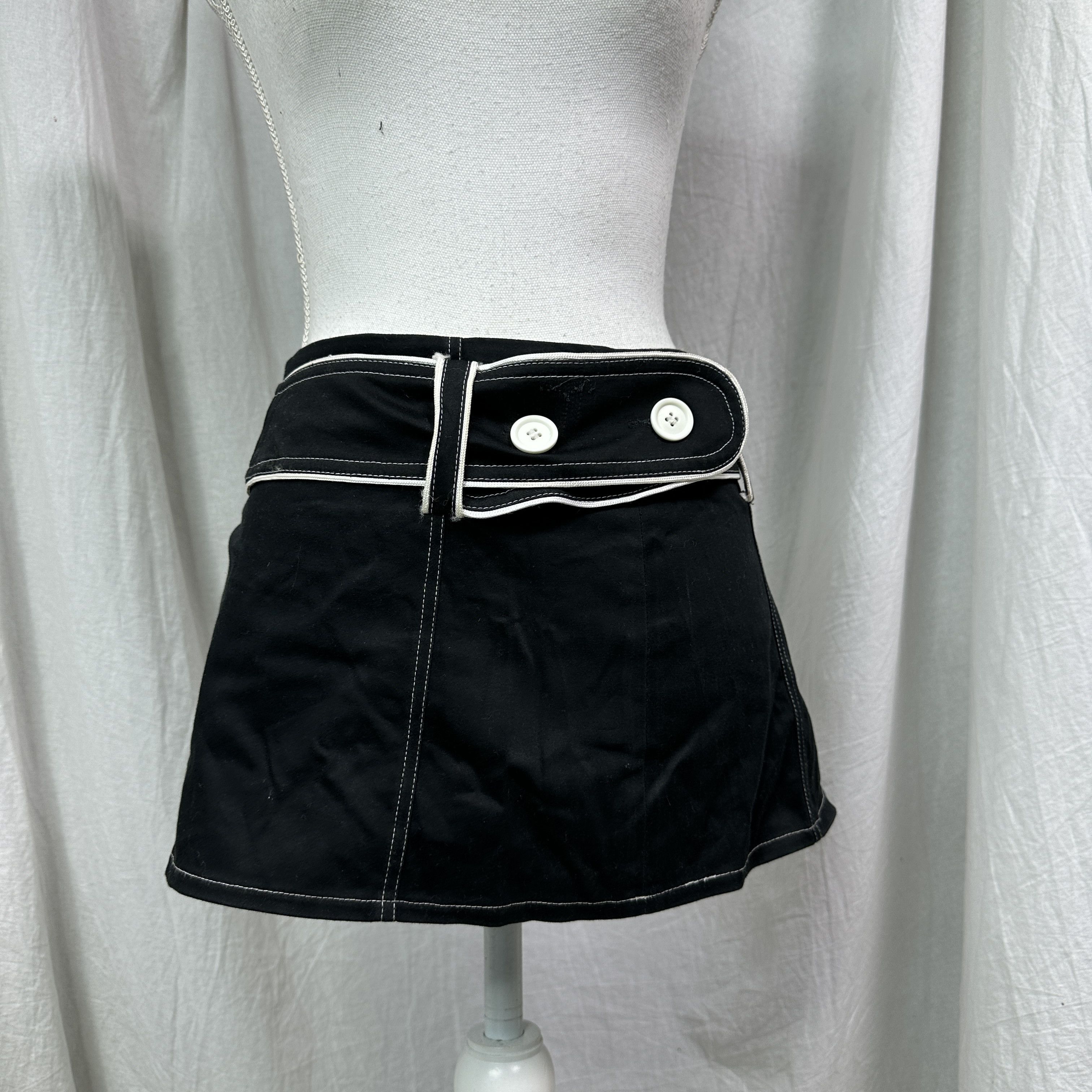 Vintage Vintage Avant Garde Micro Mini Contrast Stitch Skirt 00s Size 25" / US 0 / IT 36 - 4 Thumbnail