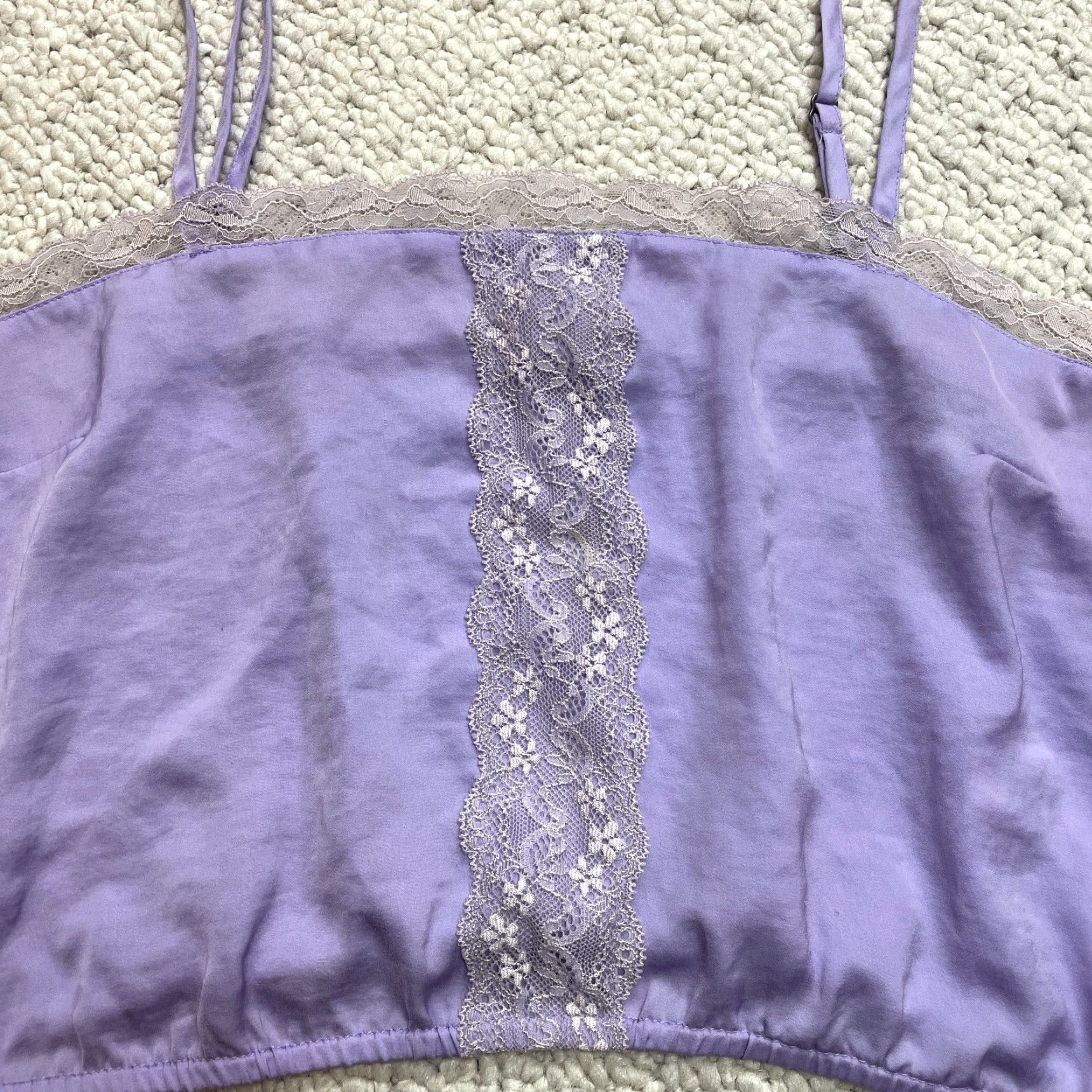 Vintage BP Crop Tank Top Womens M Purple Lace Trim Sleeveless Stretch Cami Ladies Tank Cropped Fashion Womens Size M / US 6-8 / IT 42-44 - 2 Thumbnail