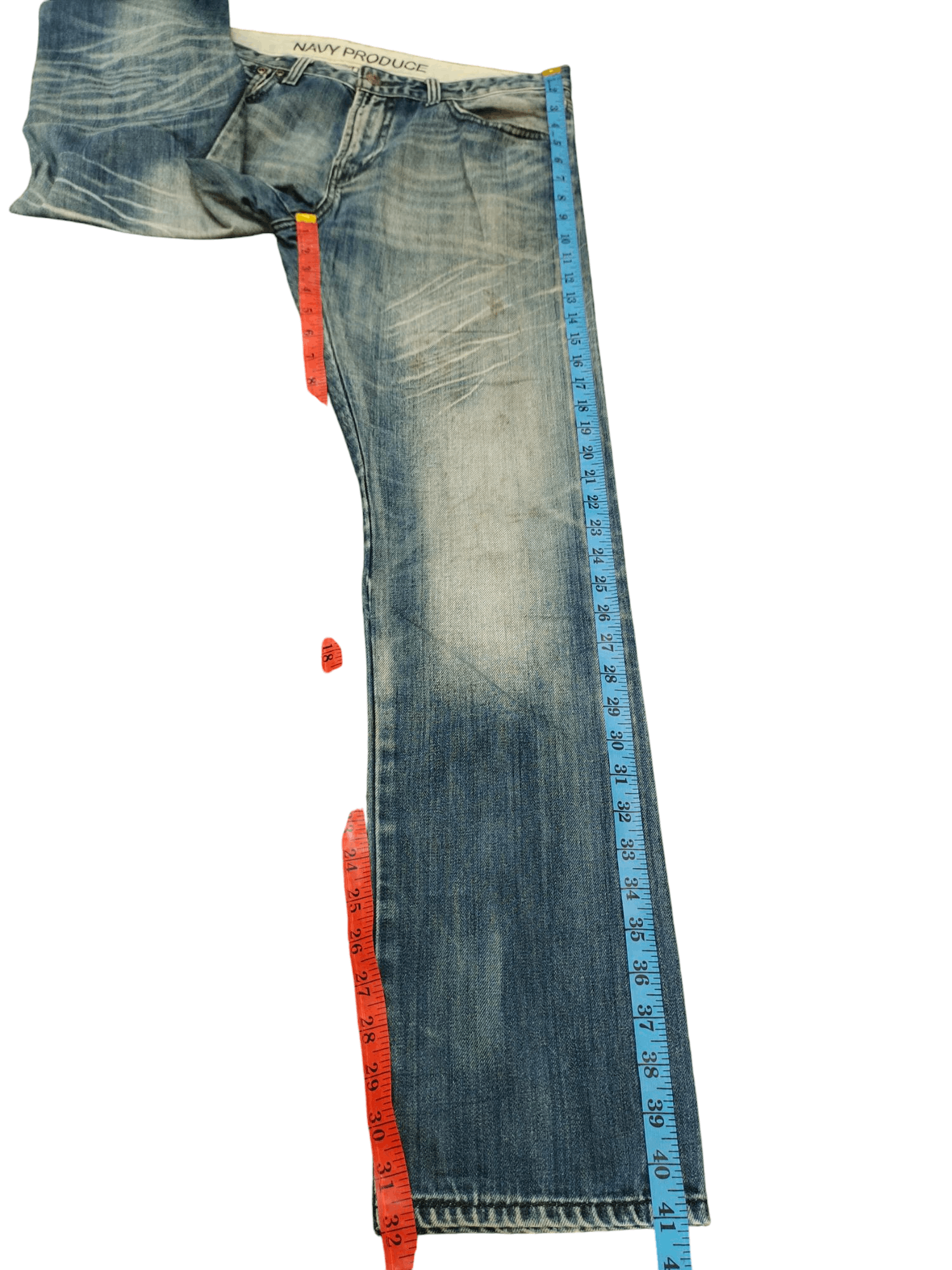 Hysteric Glamour Vintage Y2k Navy Produce Japan Clawmark Distress Faded Jeans Size US 32 / EU 48 - 19 Thumbnail