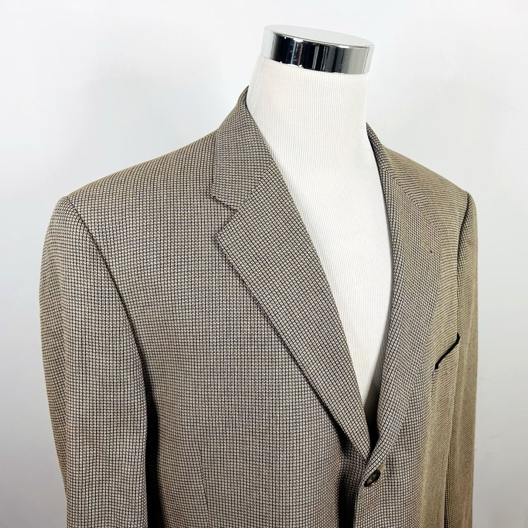 Joseph Abboud Joseph Abboud Sport Coat 46R Silk Wool Gold Knit Three-Button Double Vented Plaid Men's Jacket Court Formal Size US XS / EU 42 / 0 - 2 Thumbnail