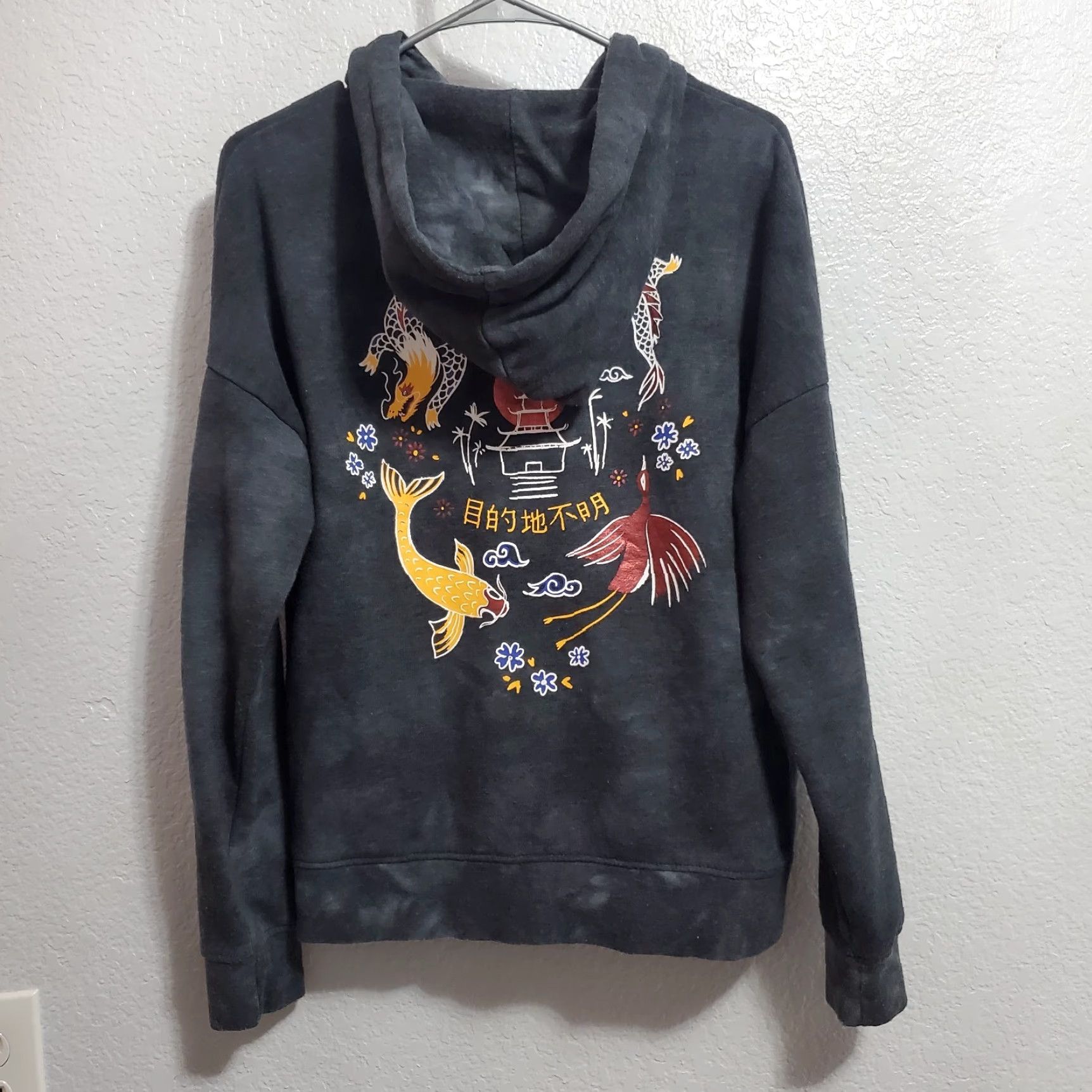 Empyre VINTAGE Empyre Graphic Print Hoodie Men S Gray Tie Dye Japanese Dragon Koi Fish Crane Size US S / EU 44-46 / 1 - 3 Thumbnail