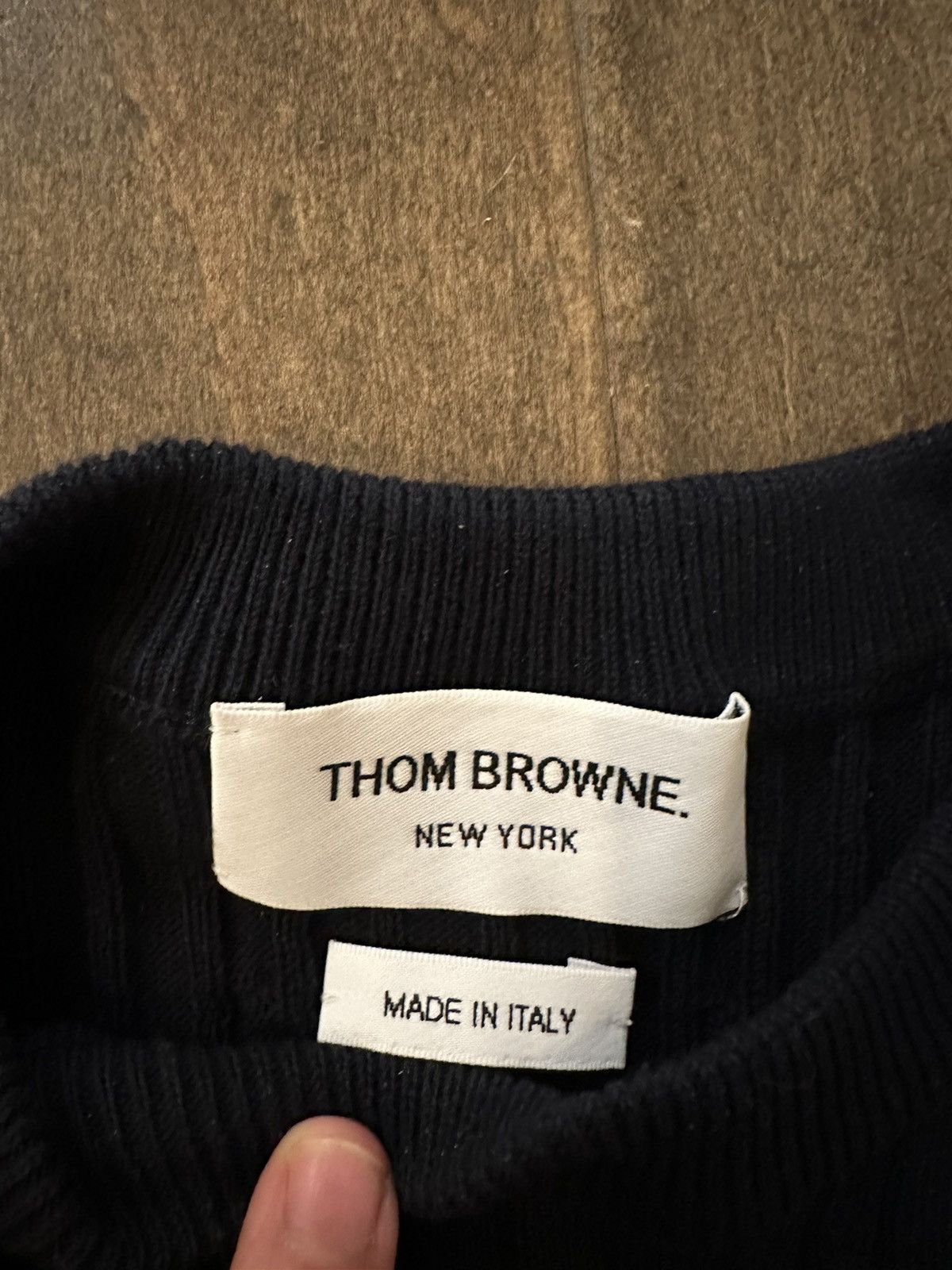 Thom Browne NAVY BABY CABLE RIB COTTON 4-BAR CREWNECK Size US S / EU 44-46 / 1 - 6 Thumbnail