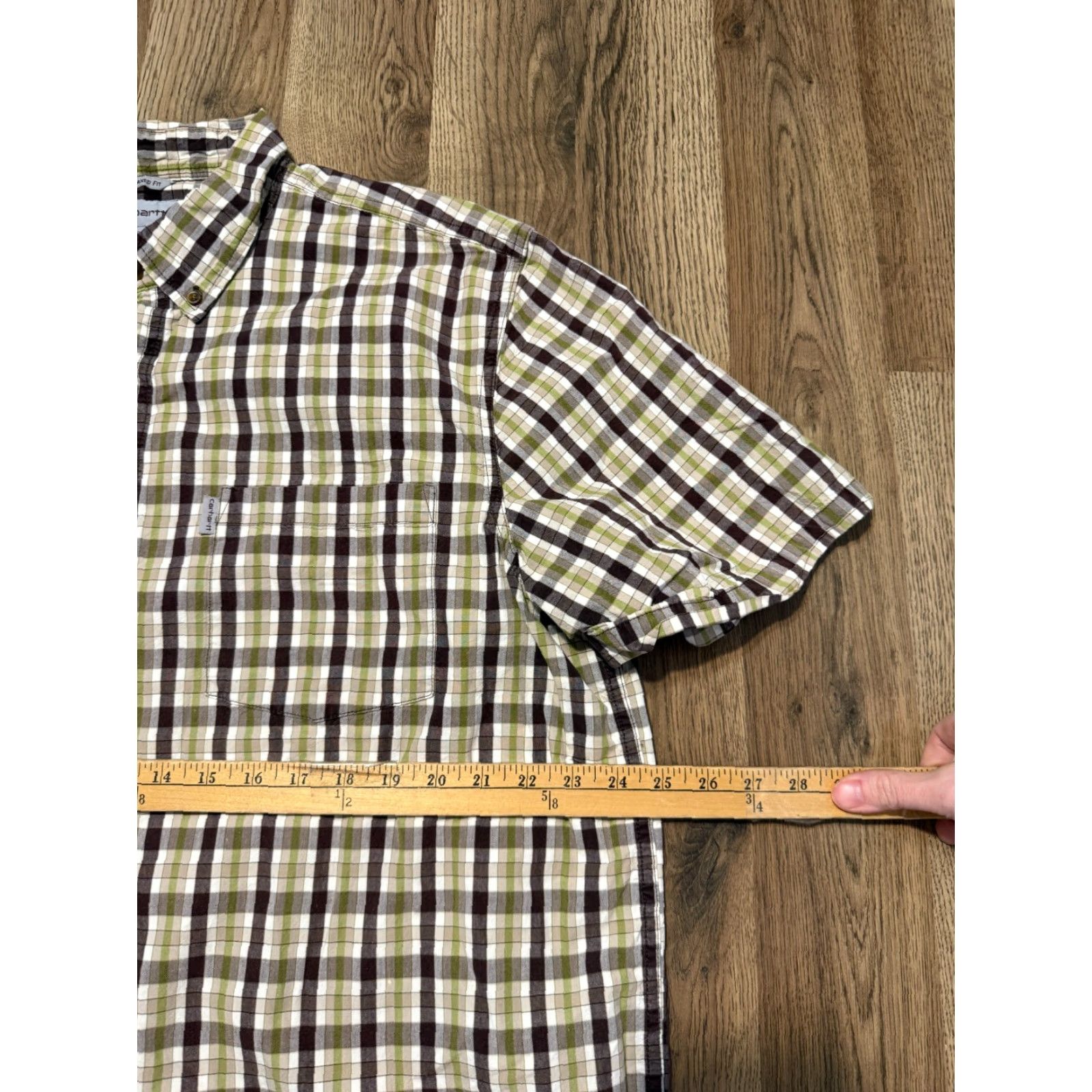 Carhartt Carhartt Shirt Mens 2XL Green Short Sleeve Plaid Pockets Button Up Shirt Size US XXL / EU 58 / 5 - 5 Thumbnail