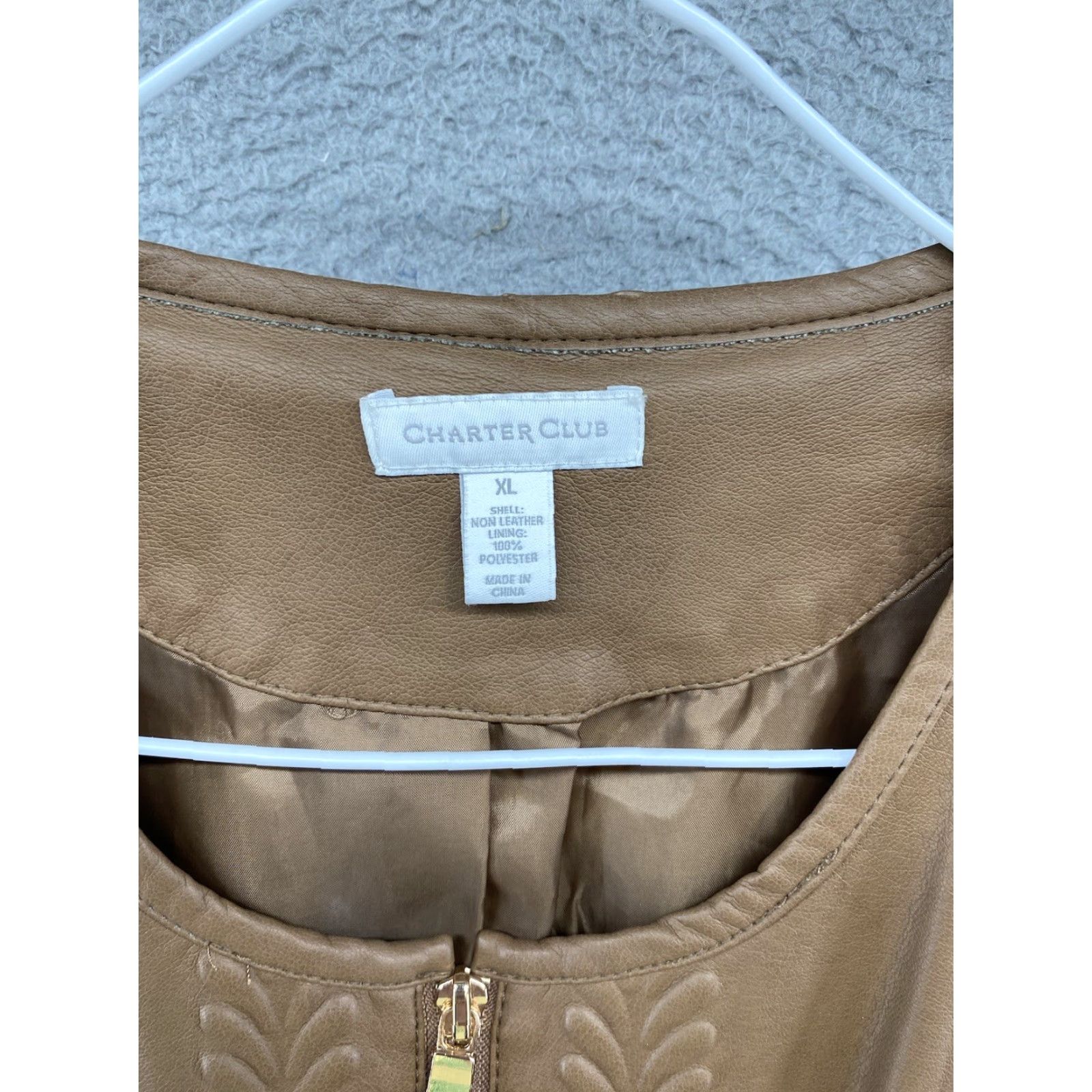 Charter Club Charter Club Women’s Brown Faux Leather Full Zip Core Jacket XL Adult Womens Size XL / US 12-14 / IT 48-50 - 2 Thumbnail