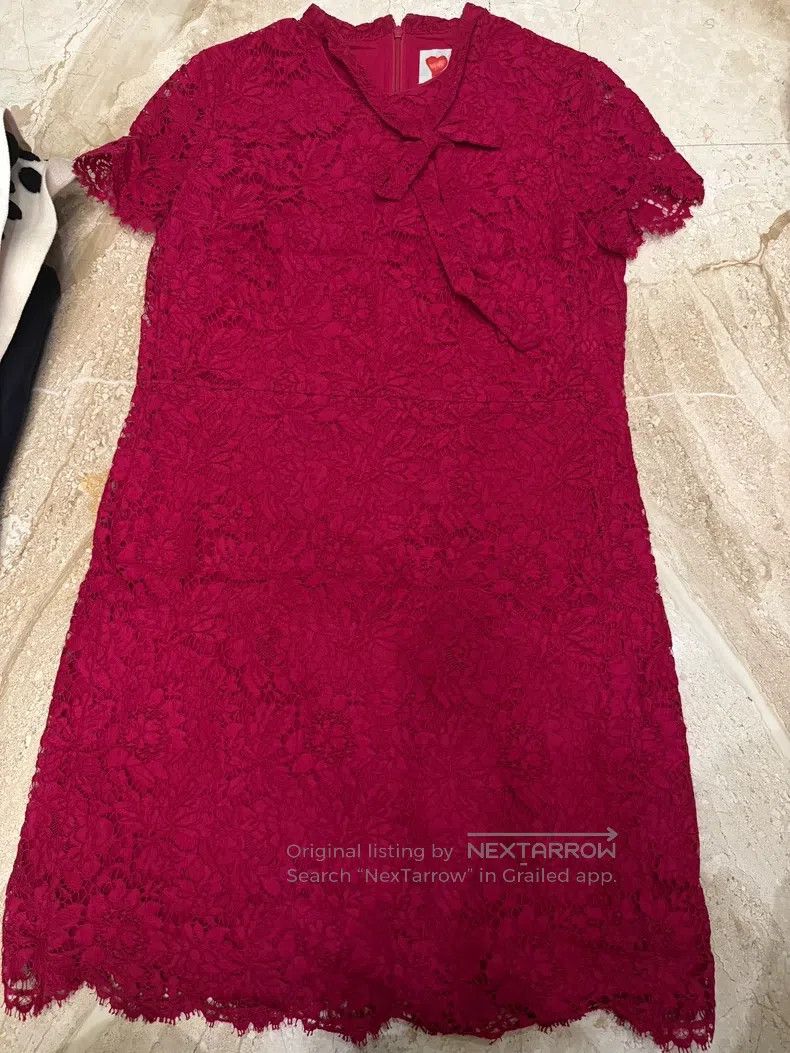 chinese dress ladies Red Valentino beige lace strappy dress with bow - BOPF