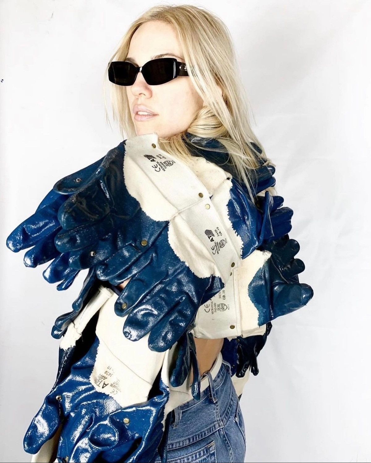 Art Comes First UPCYCLE CUSTOM BOMBER JACKET OF WORK AVANTGARDE GLOVES 🧷 Size US M / EU 48-50 / 2 - 6 Thumbnail