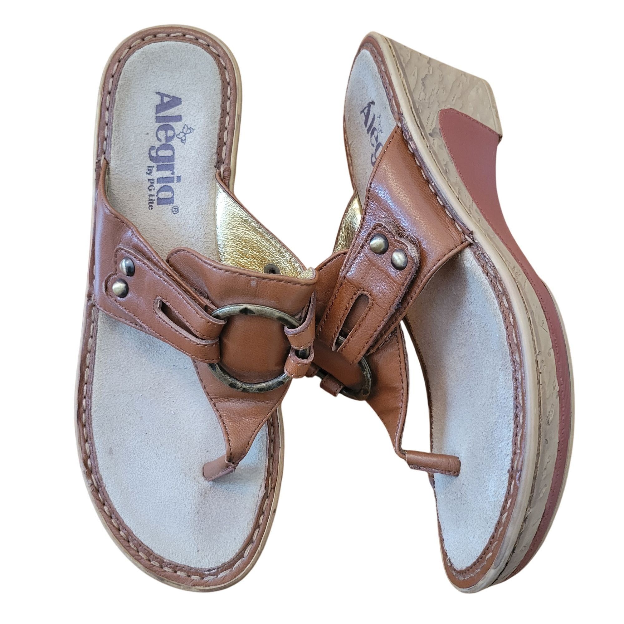 Other Alegria Leather Thong Sandals 6 Brown Comfort Slides LOLA We Size US 6 / IT 36 - 1 Thumbnail