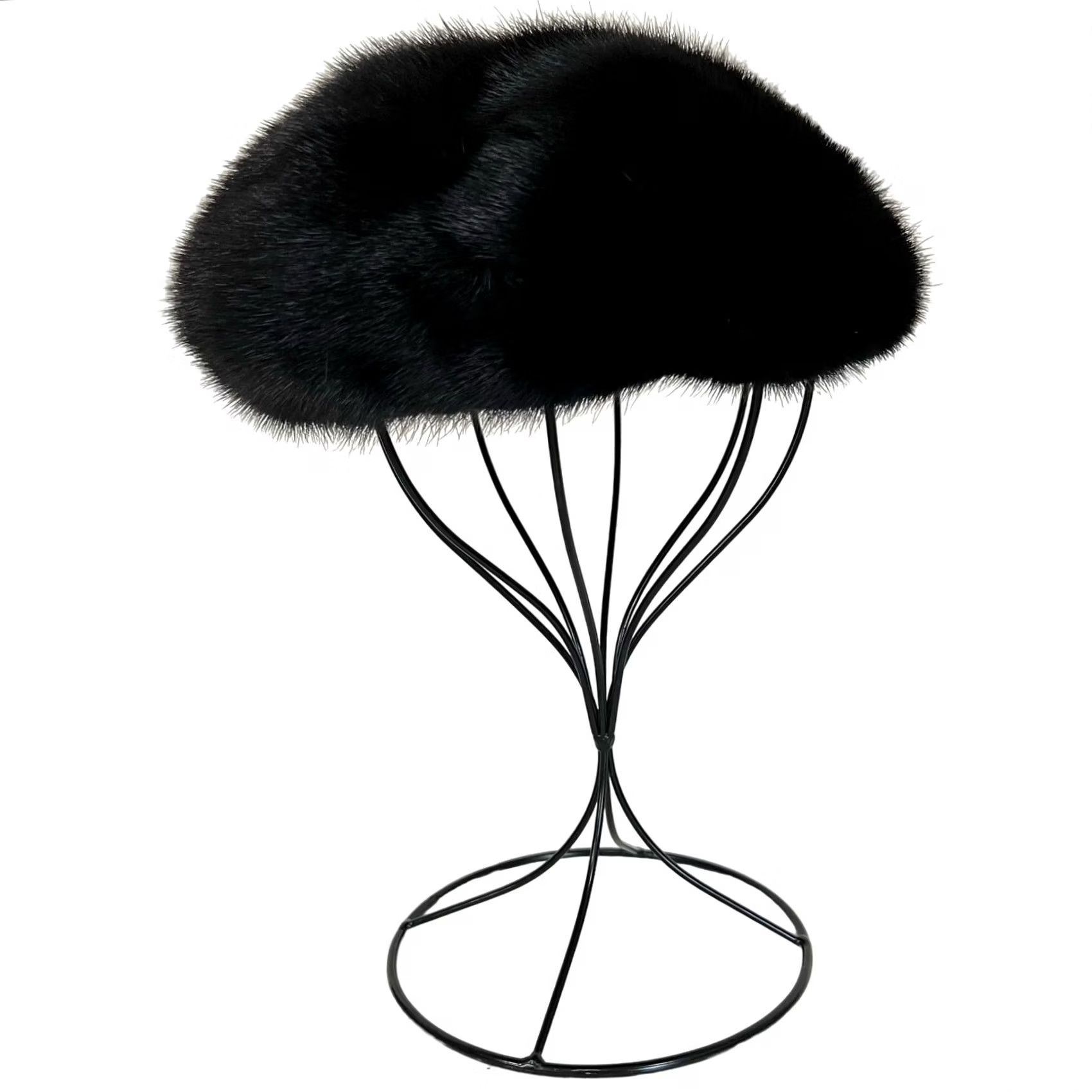 Walmart VINTAGE Almar Creation Fur Hat Women Black One Size Winter Women Black Fur Hat Vintage Size ONE SIZE - 3 Thumbnail