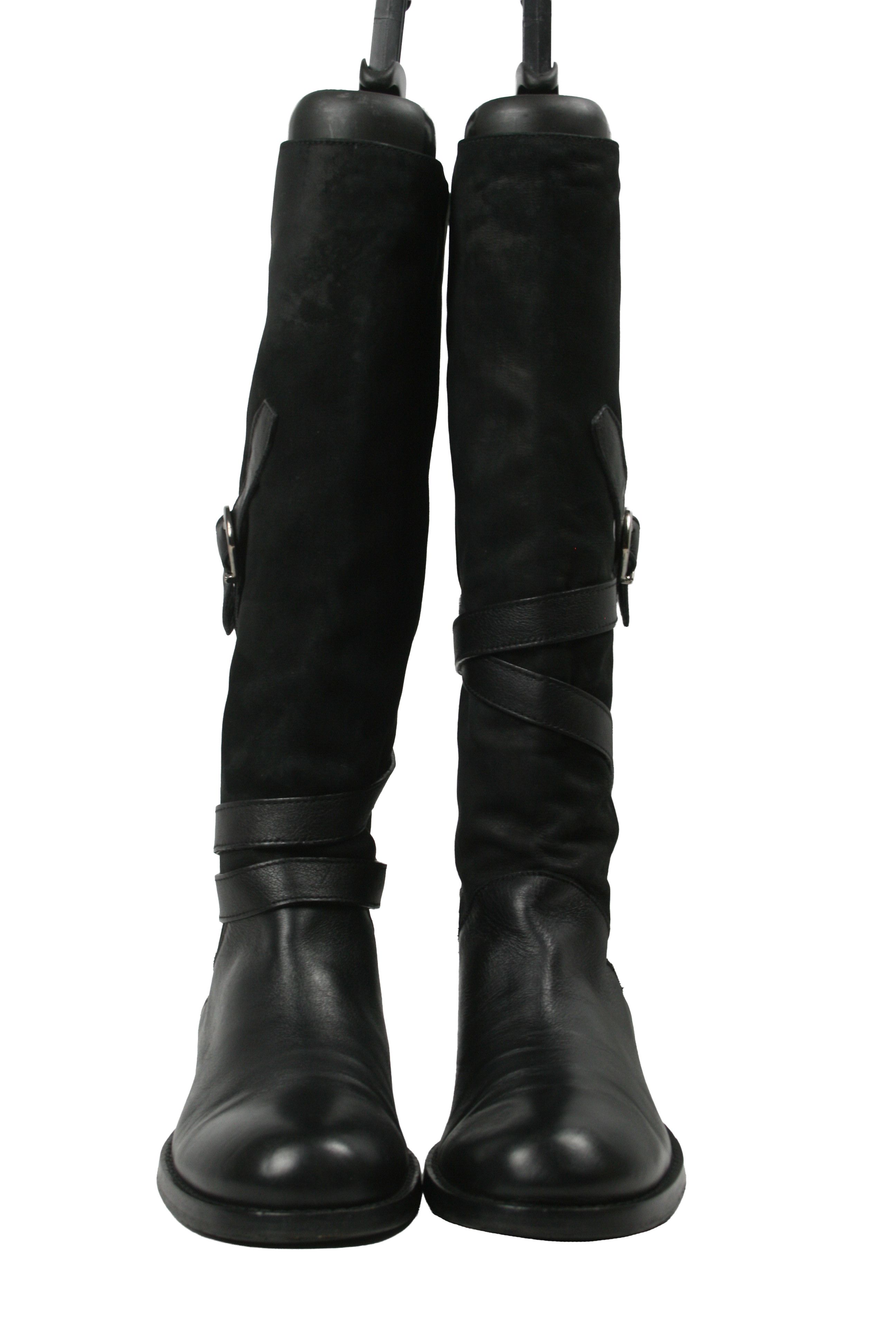Jimmy Choo Riding Belted Knee High Leather Suede Boots Size US 8 / IT 38 - 13 Thumbnail