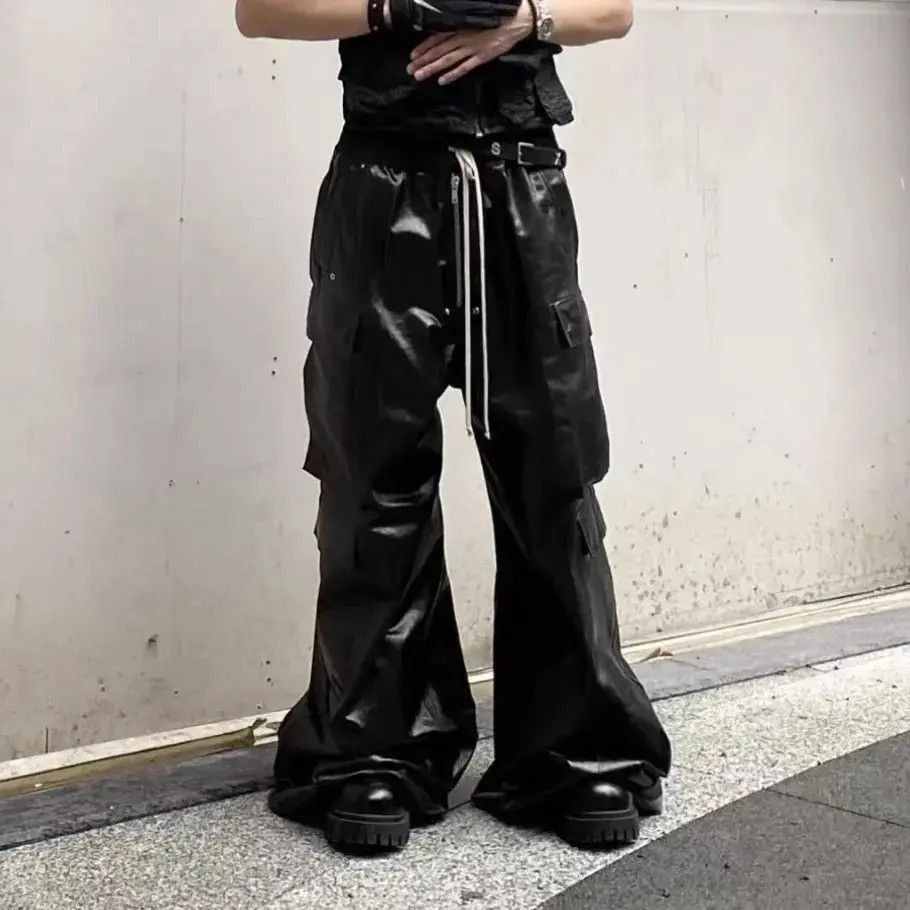 Japanese Brand RO Style Glossy Black Pu Leather Pants Hombre Baggy Size US 32 / EU 48 - 2 Thumbnail